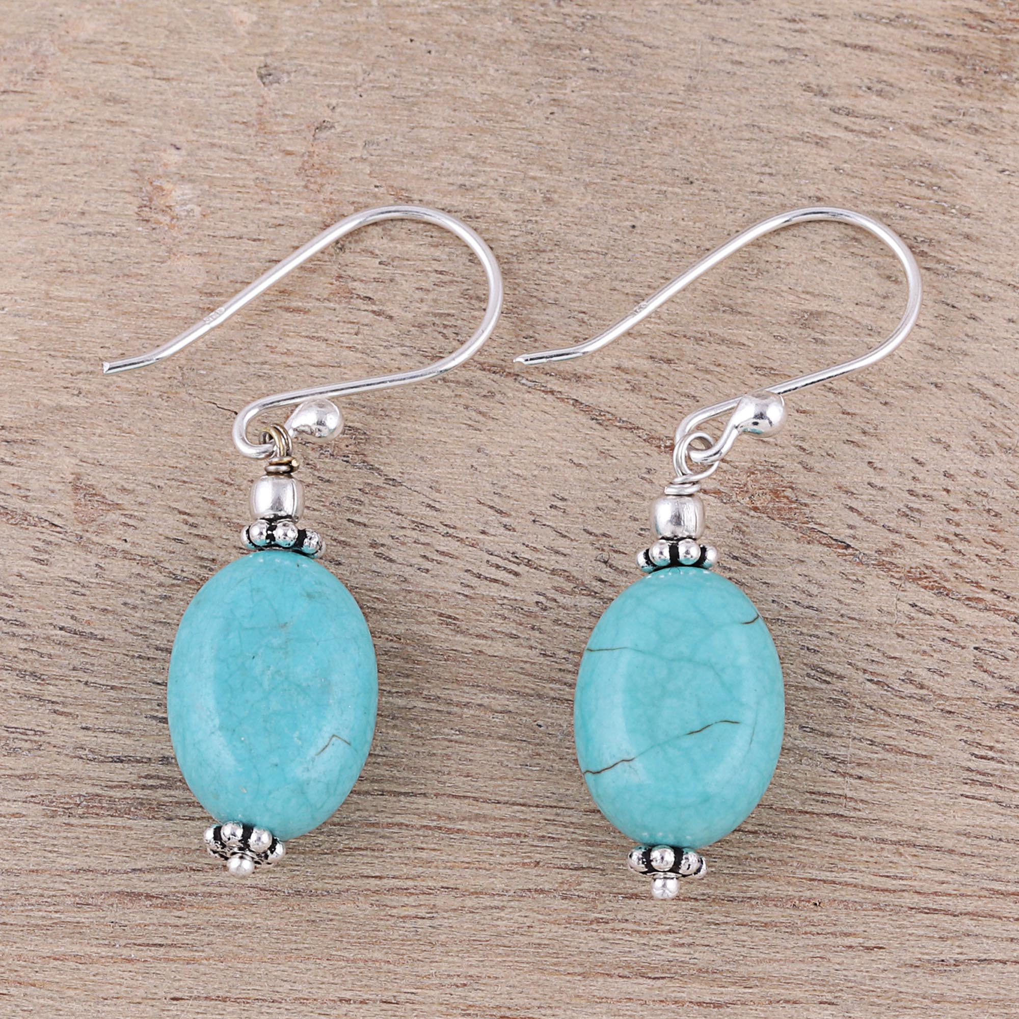 Premium Cloudless Sky Sterling Silver & Turquoise Dangle Earrings