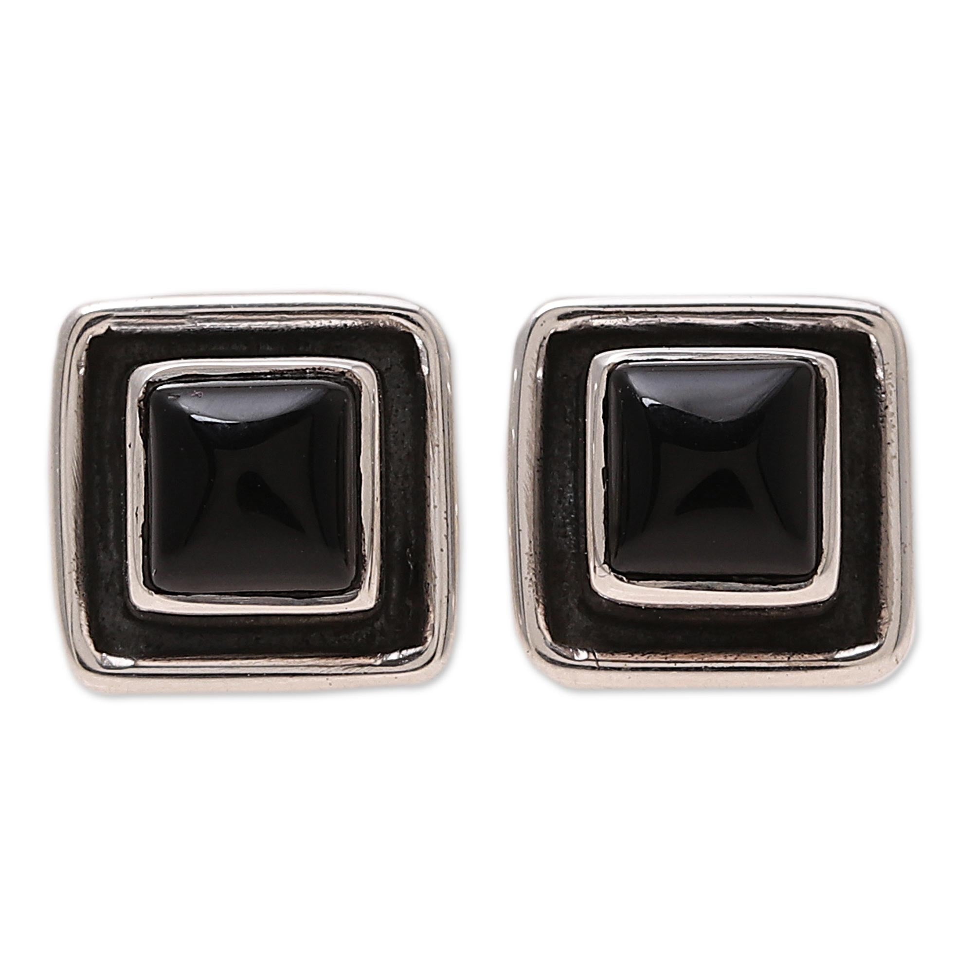 Premium Midnight Onyx Stud Earrings - Handcrafted Sterling Silver Jewelry