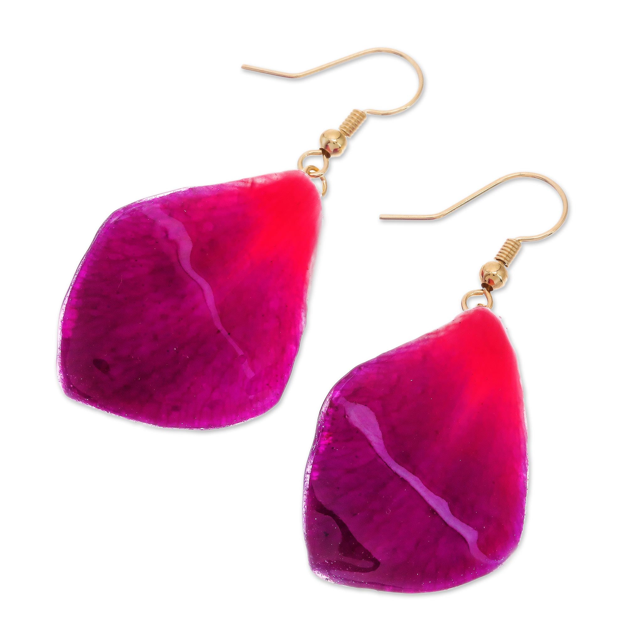 Premium Petal Rain Orchid Dangle Earrings – Magenta Elegance