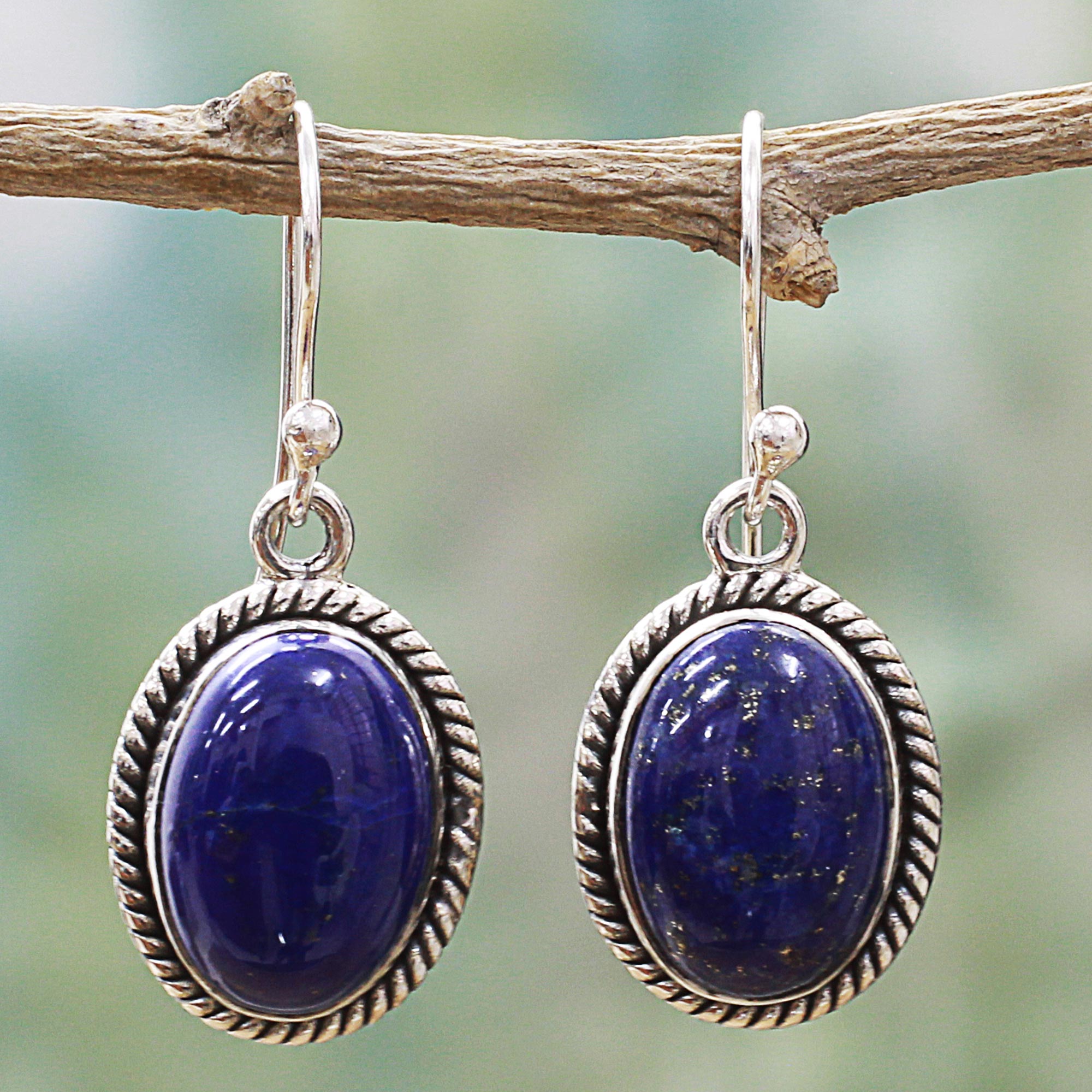 Premium Lapis Lazuli Sterling Silver Dangle Earrings – Deep Blue Grandeur