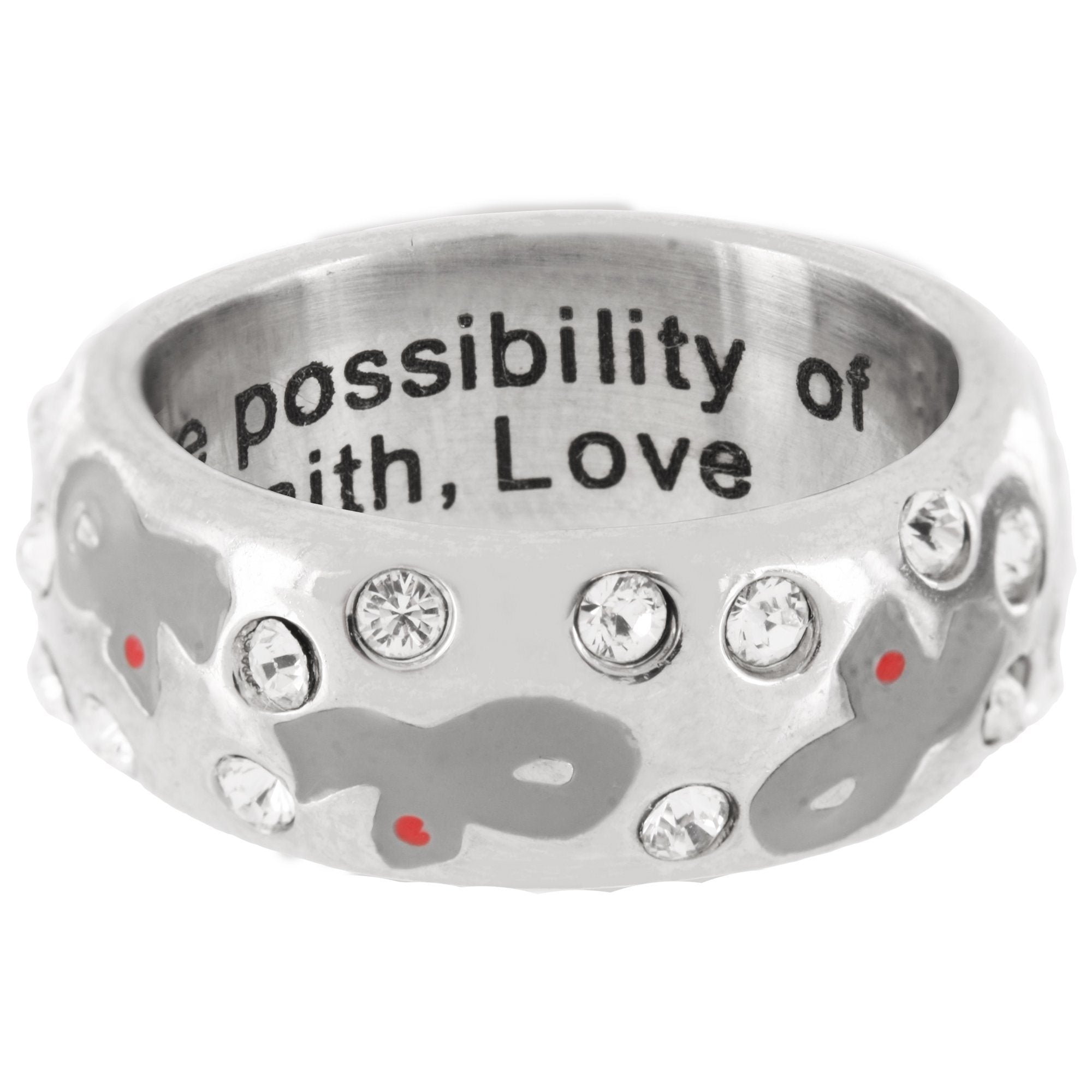 Premium Diabetes Awareness Ribbon Ring with Swarovski Crystals