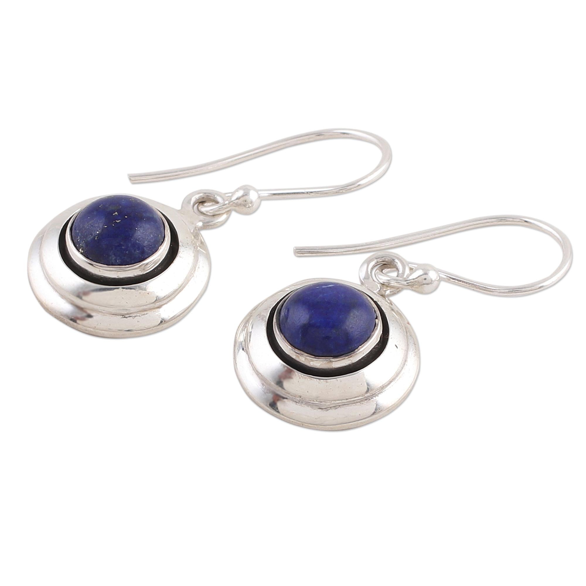 Premium Midnight Lapis Lazuli Sterling Silver Dangle Earrings