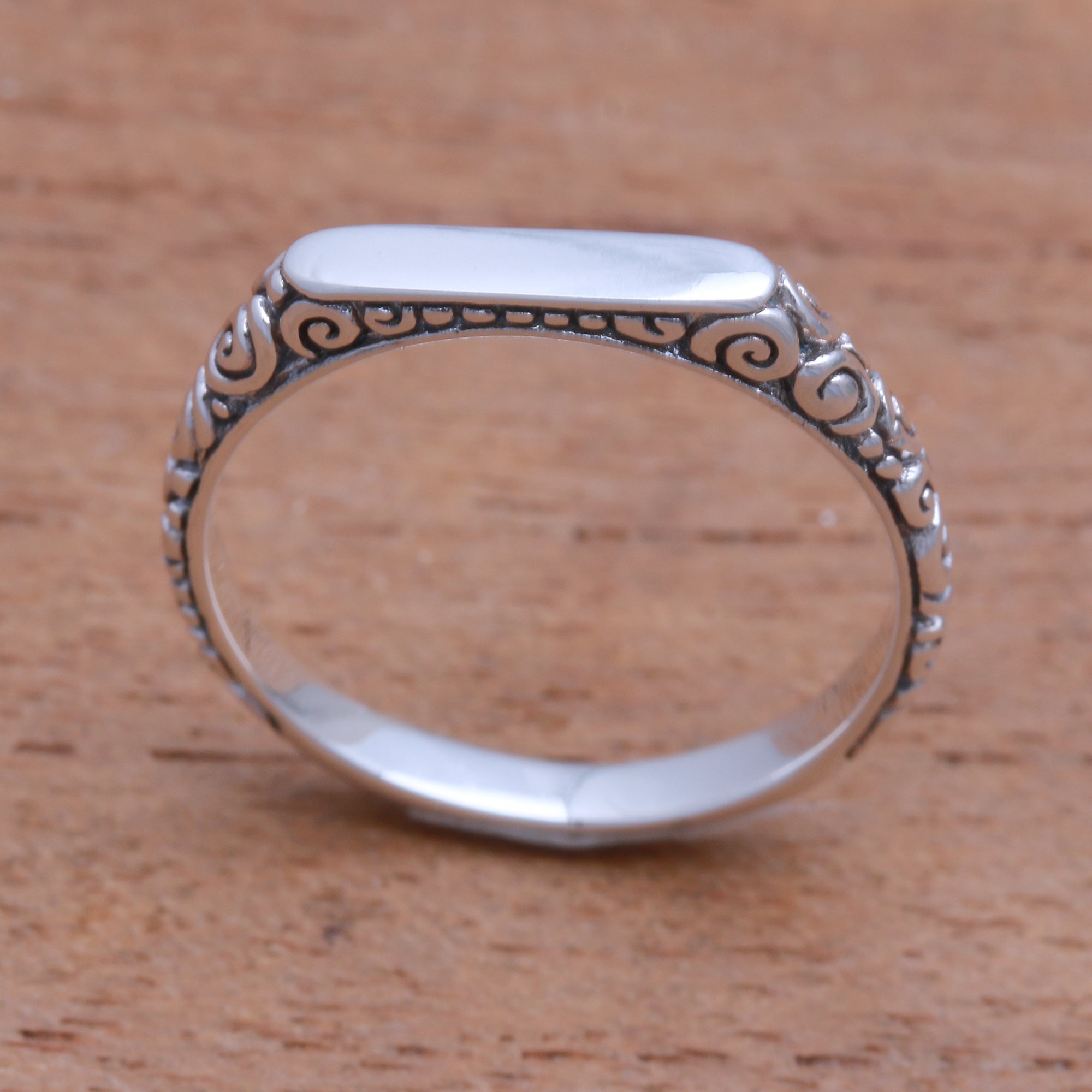 Premium Sterling Silver Intaglio Curls Ring - Handcrafted in Bali