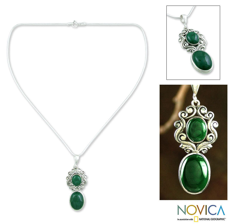 Premium Malachite Forest Queen Pendant Necklace