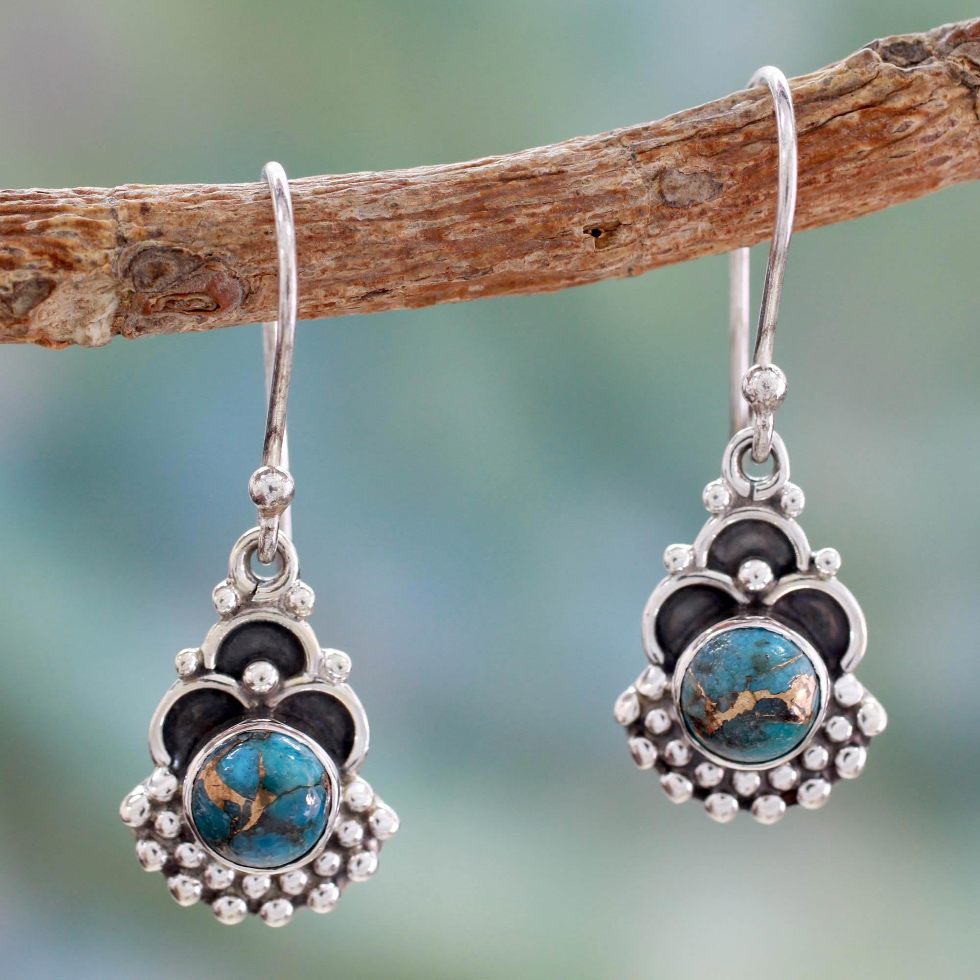 Premium Blue Rapture Sterling Silver Earrings – Handcrafted with Genuine Blue Turquoise