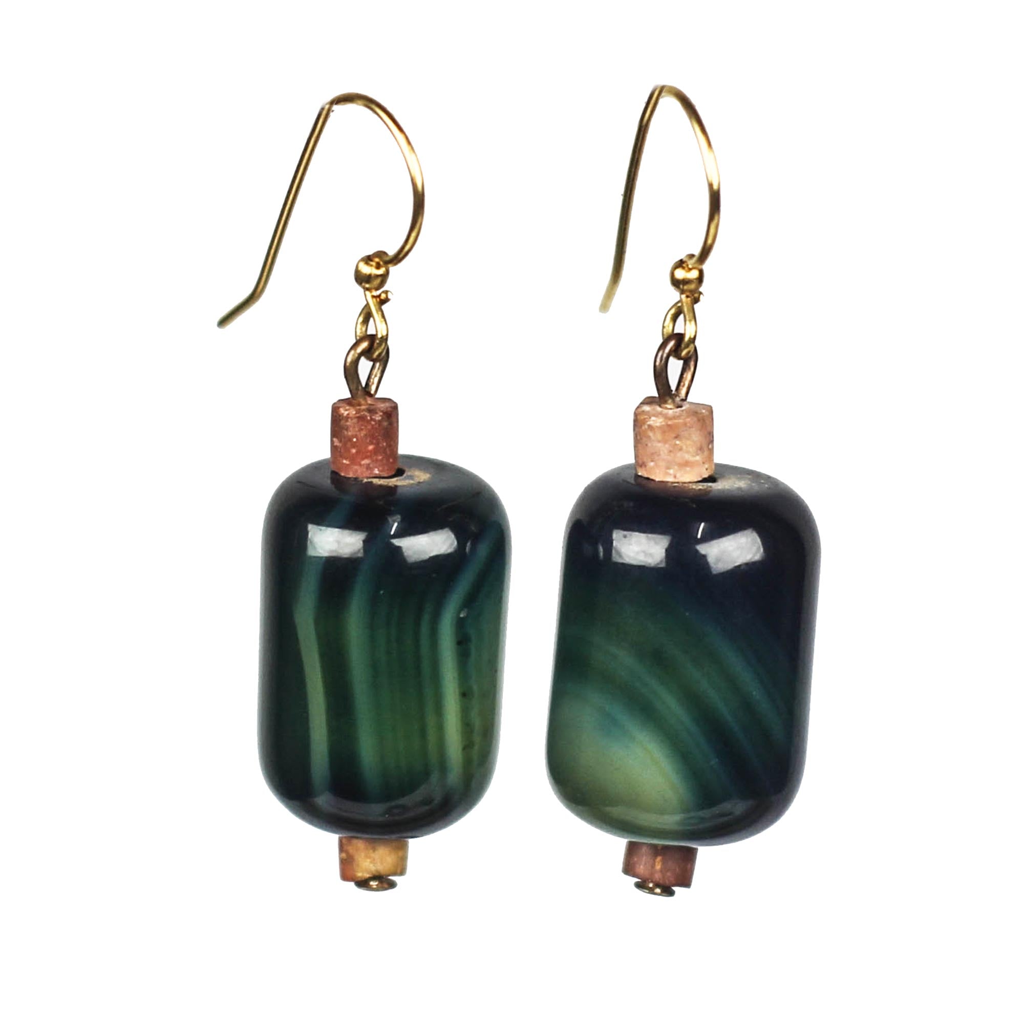 Premium Agate & Bauxite Beaded Dangle Earrings - Handcrafted in Ghana