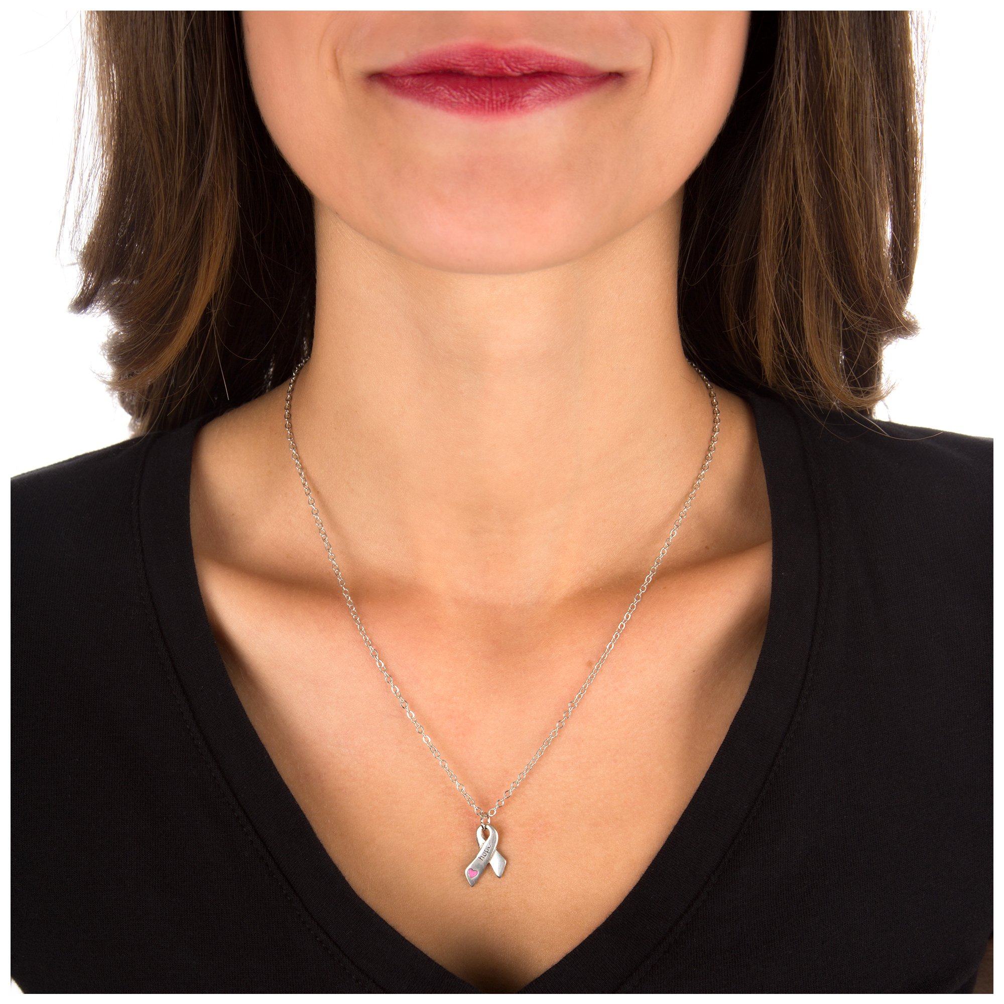 Premium Heart & Hope Ribbon Necklace - Symbol of Strength