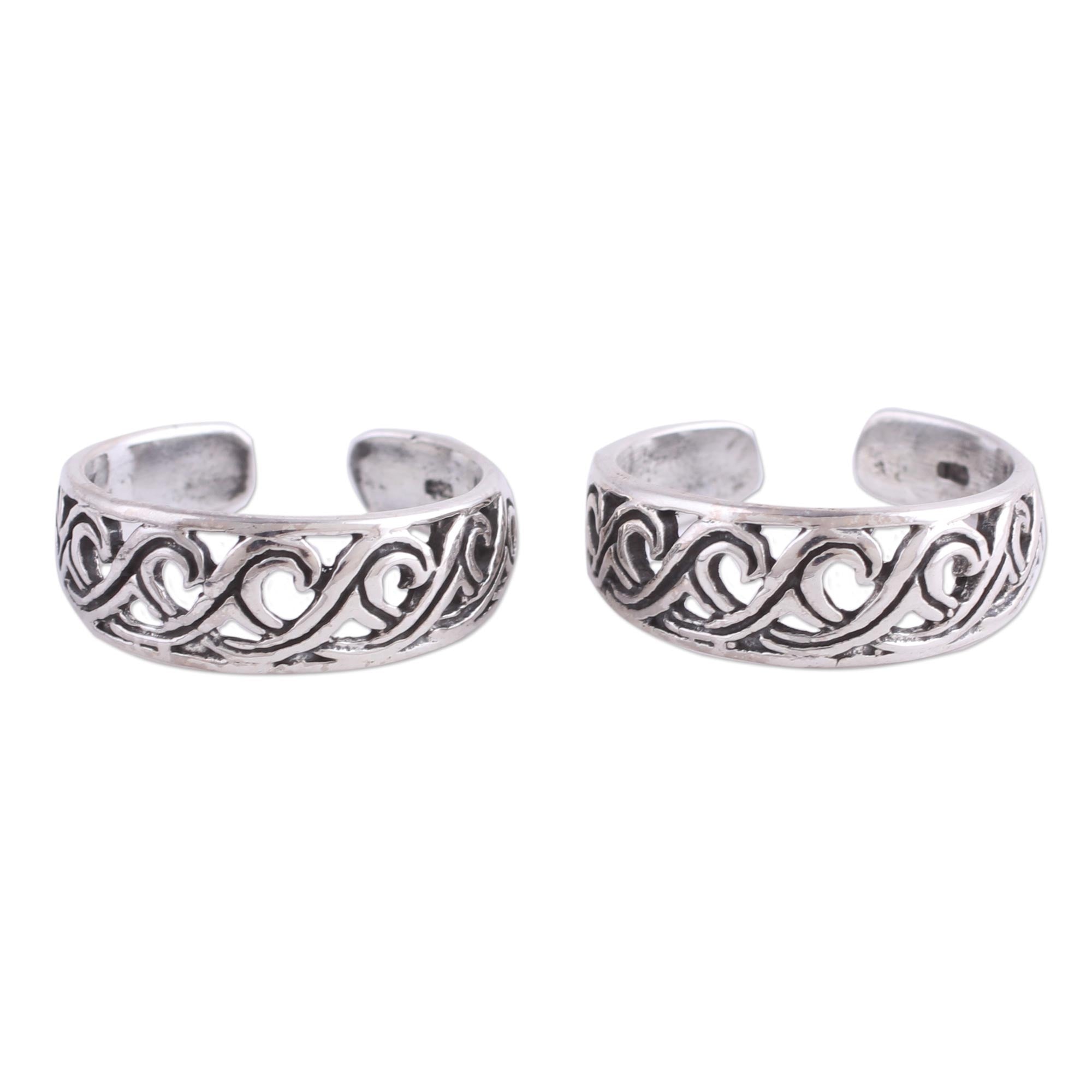 Premium Swirl Design Sterling Silver Toe Rings – Handcrafted in India