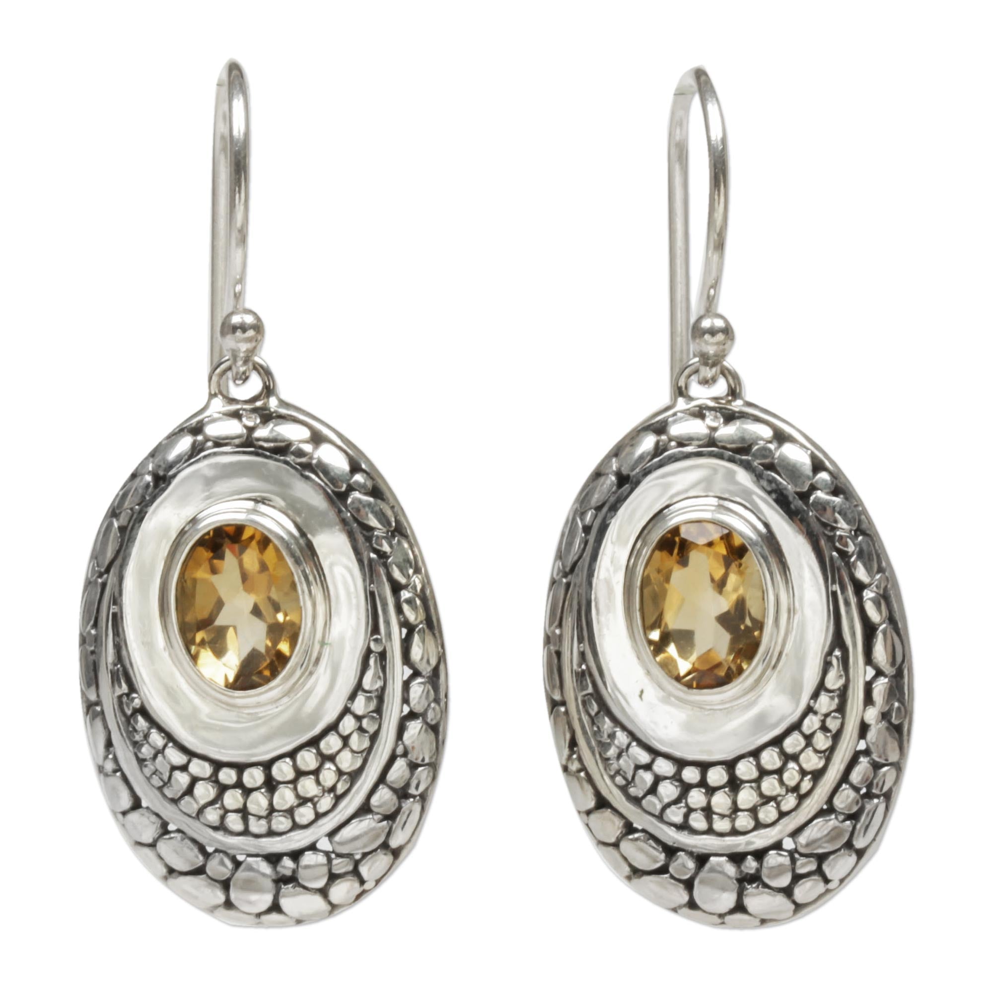 Premium Citrine Dangle Earrings – Handcrafted Sterling Silver Jewelry from Indonesia