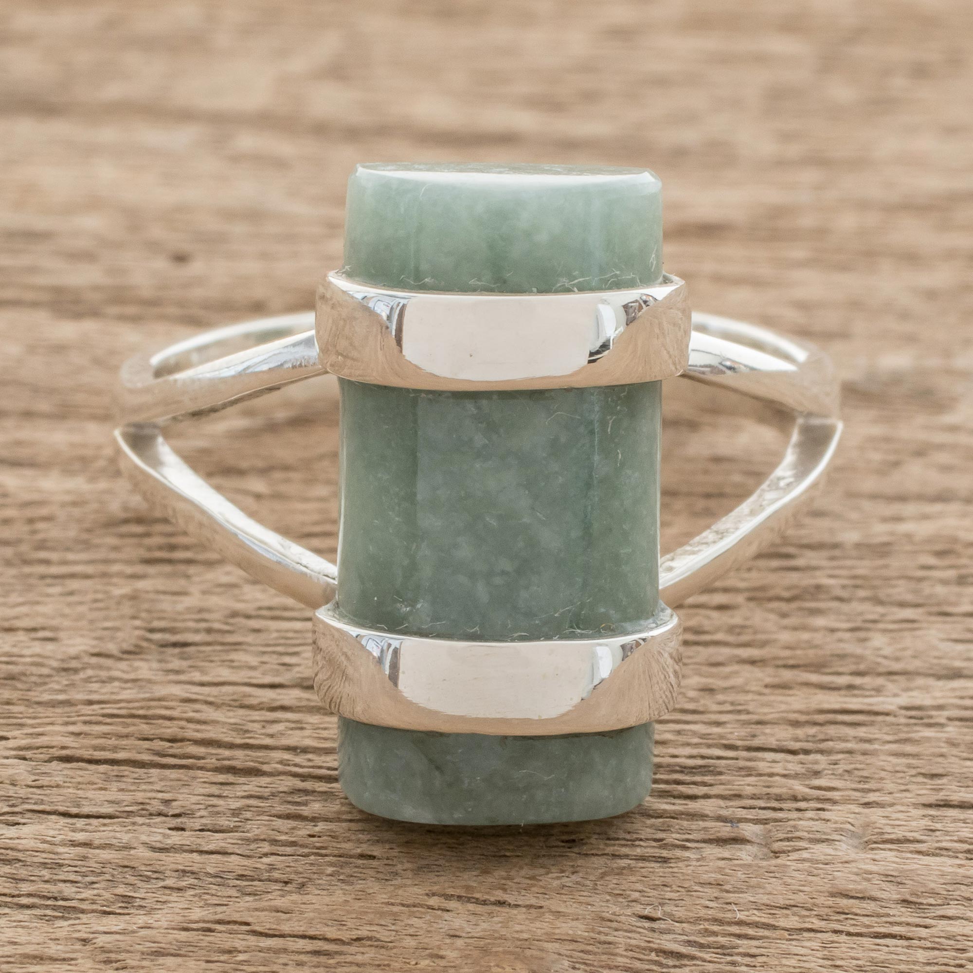 Premium Apple Green Jade Cocktail Ring - Handcrafted in Guatemala