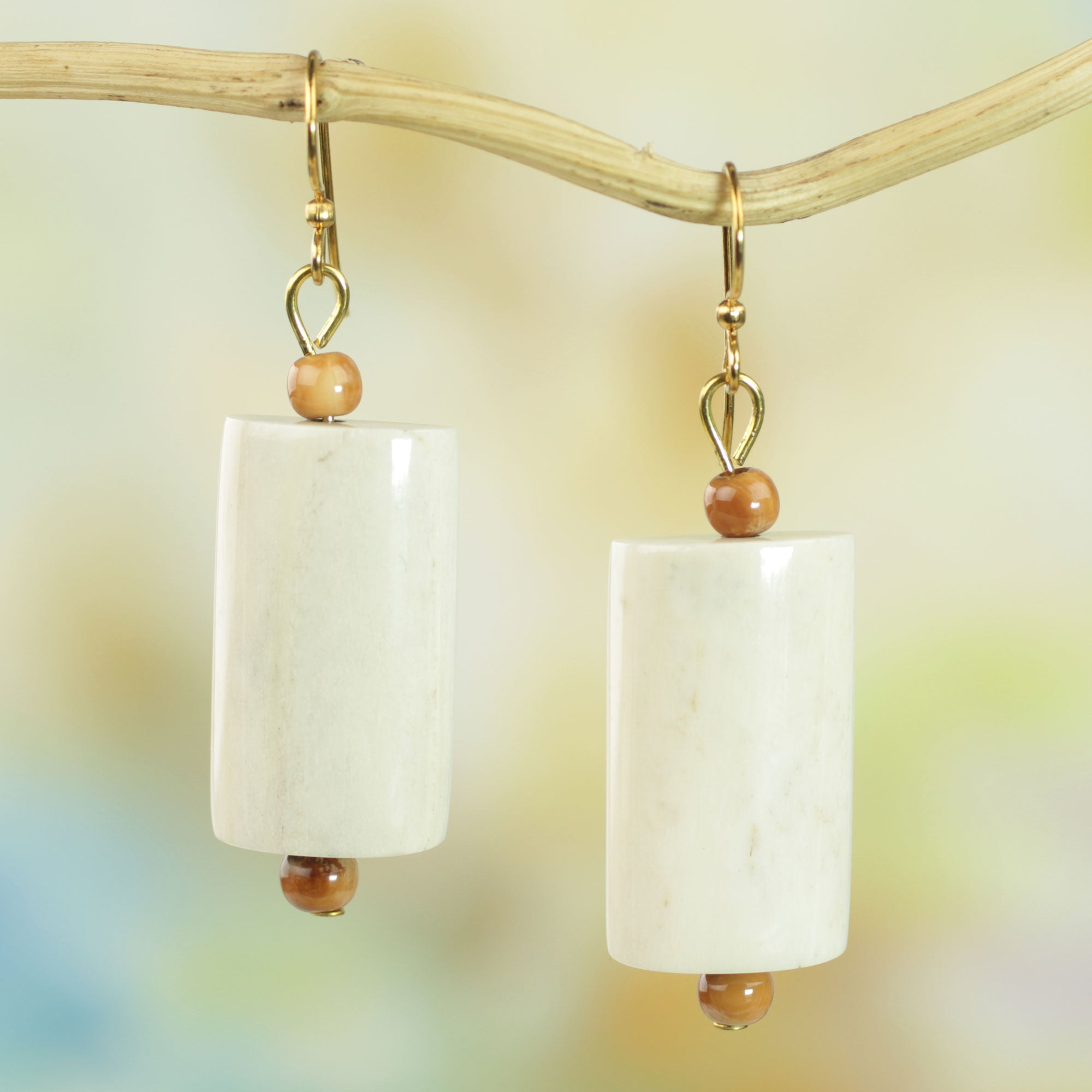 Premium Glowing Path Handmade Cow Bone Dangle Earrings – West African Artisan Collection