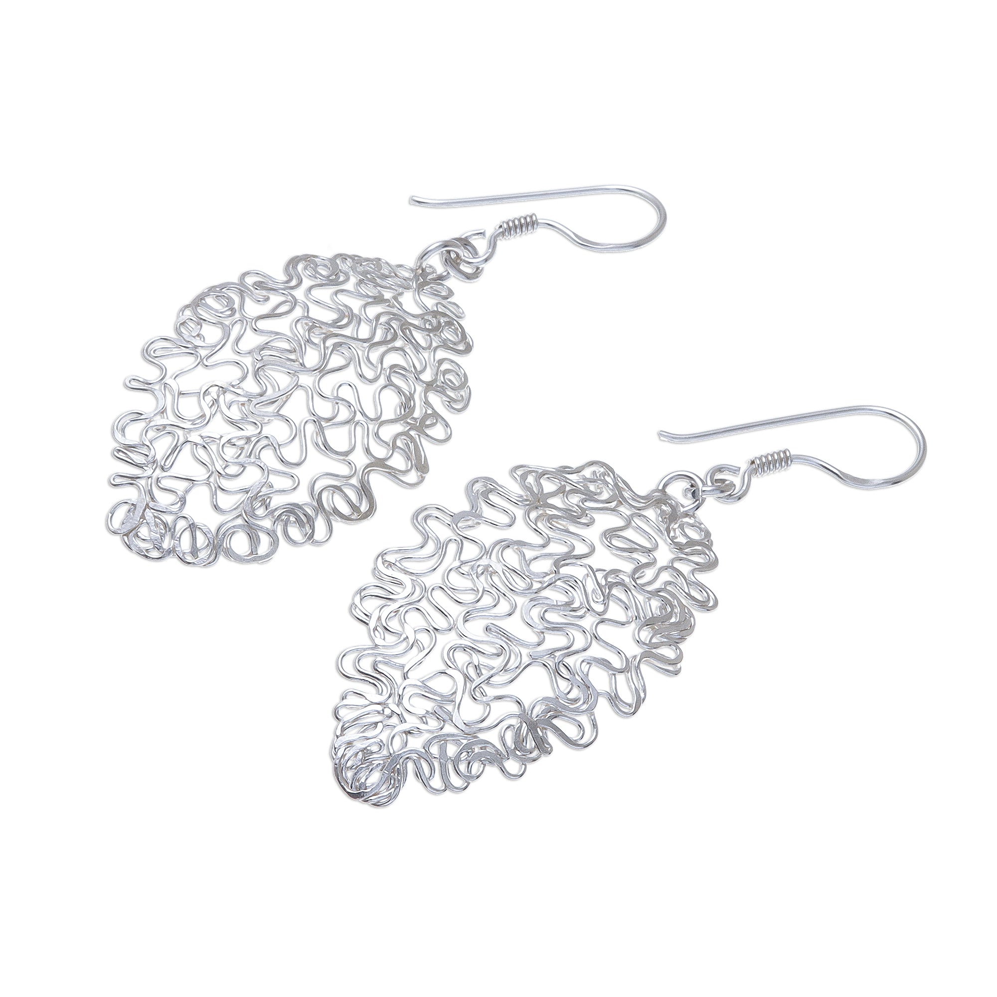 Premium Sterling Silver Twisted Coil Oval Dangle Earrings - Ultimate Elegance