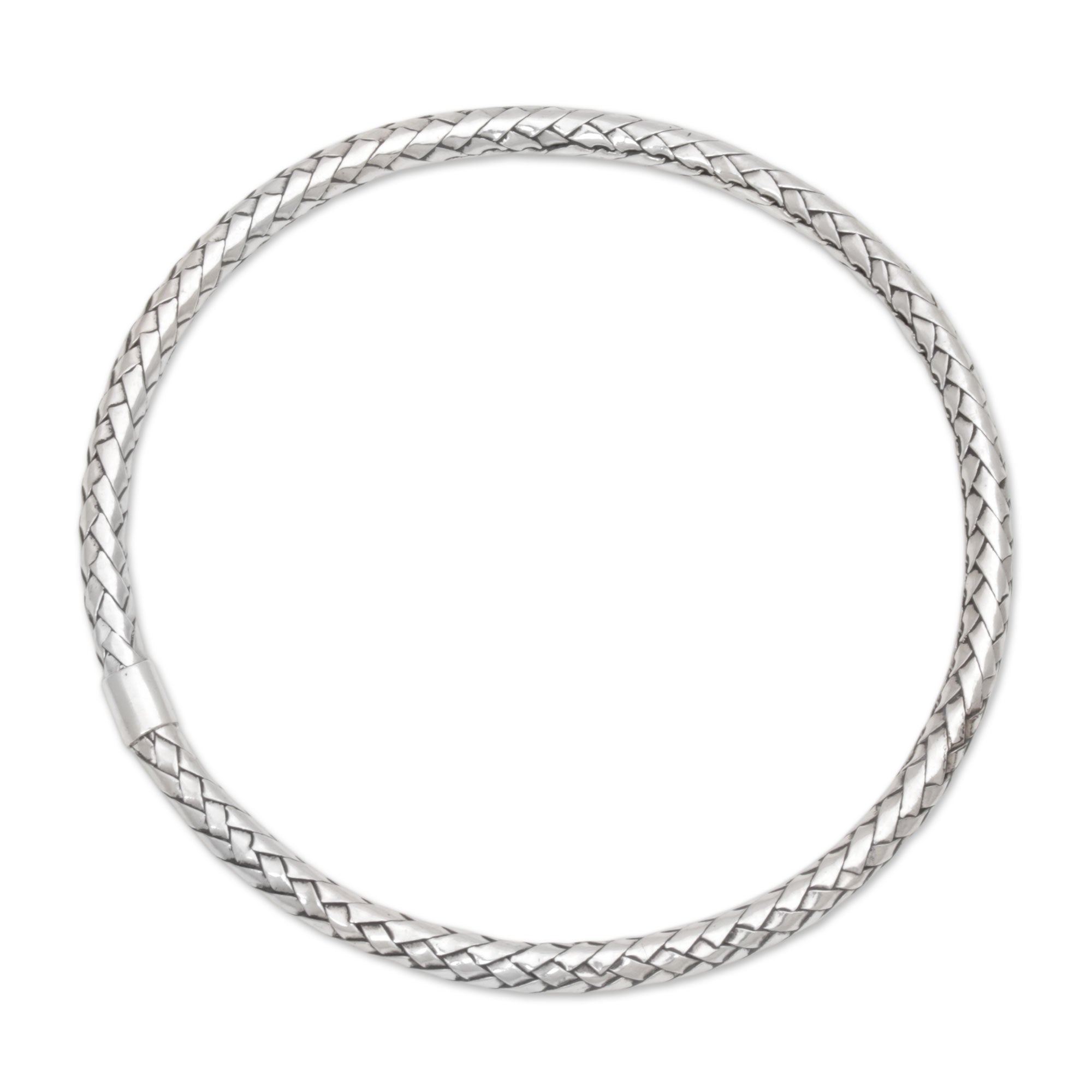 Premium Handwoven Sterling Silver Bangle Bracelet – Artisan Crafted in Indonesia