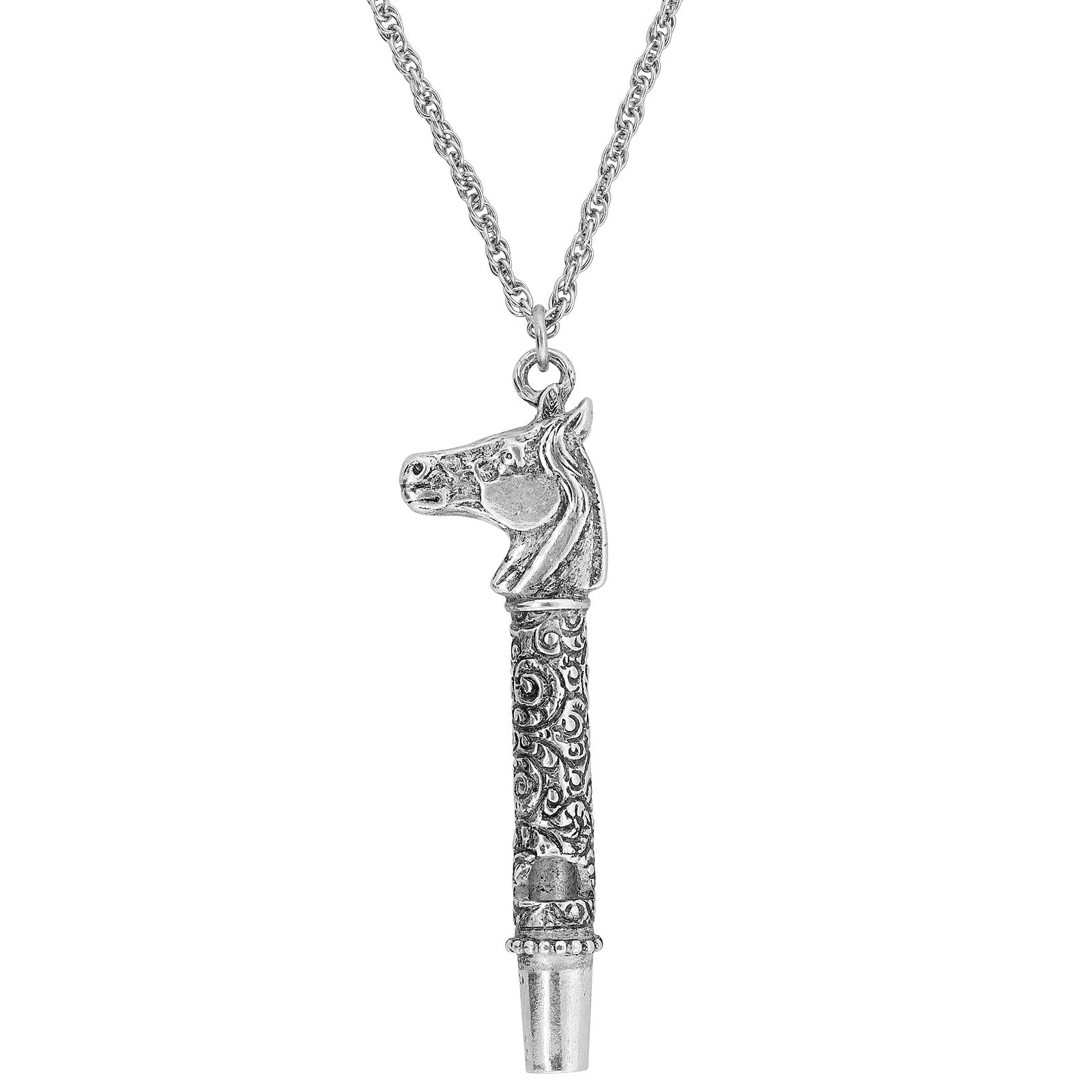 Premium 1928 Jewelry® Pewter Horse Head Whistle Pendant Necklace - 30 Inch