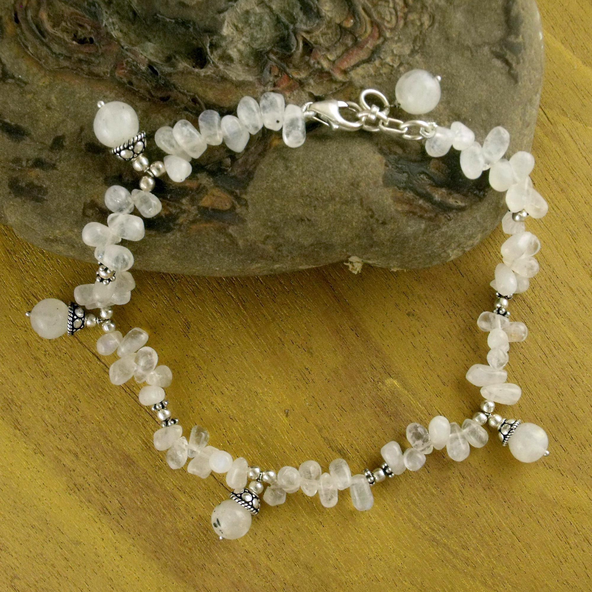 Premium Mystic Moonstone Anklet - Handmade Elegance