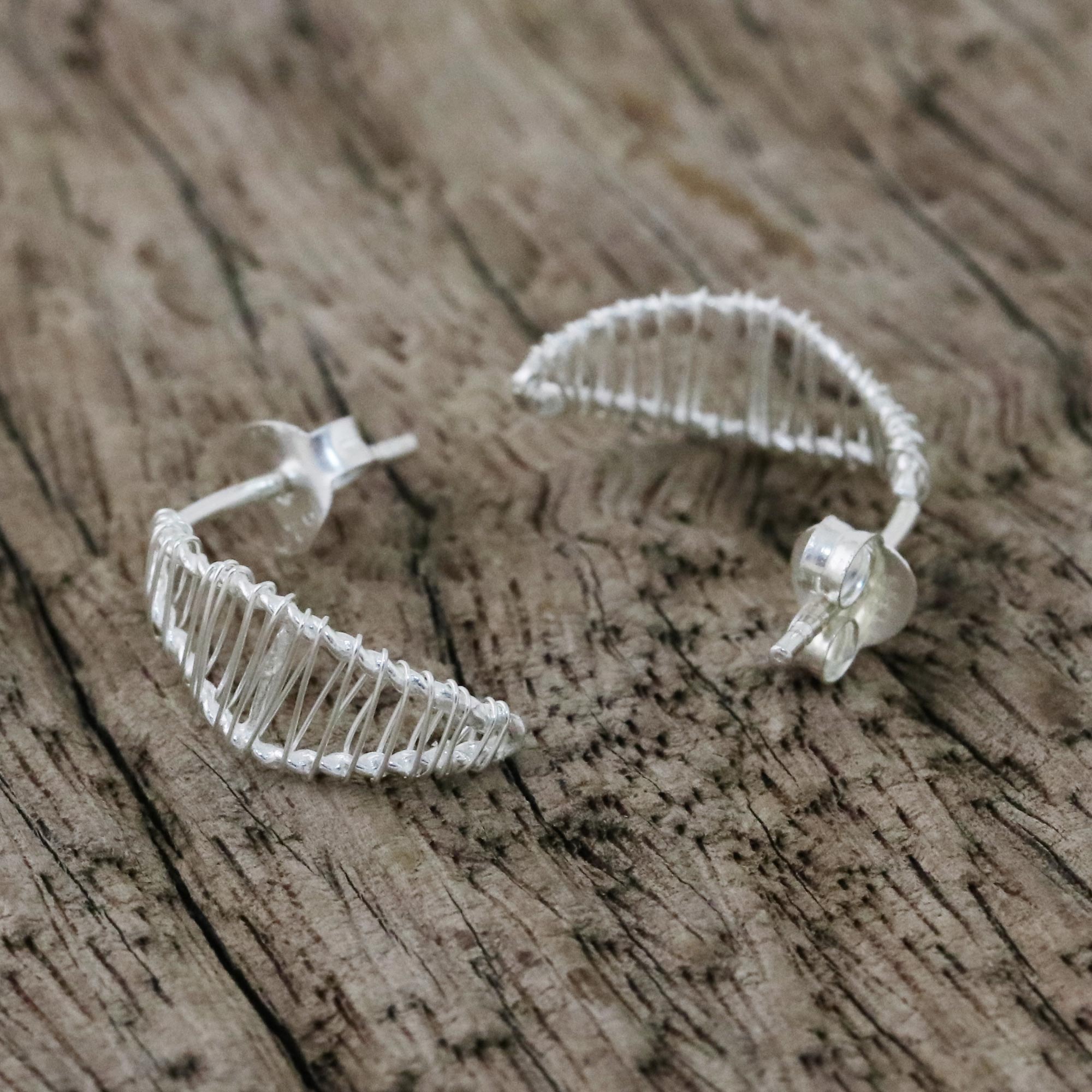 Premium Leaf Wrap Sterling Silver Drop Earrings – Handcrafted in Thailand