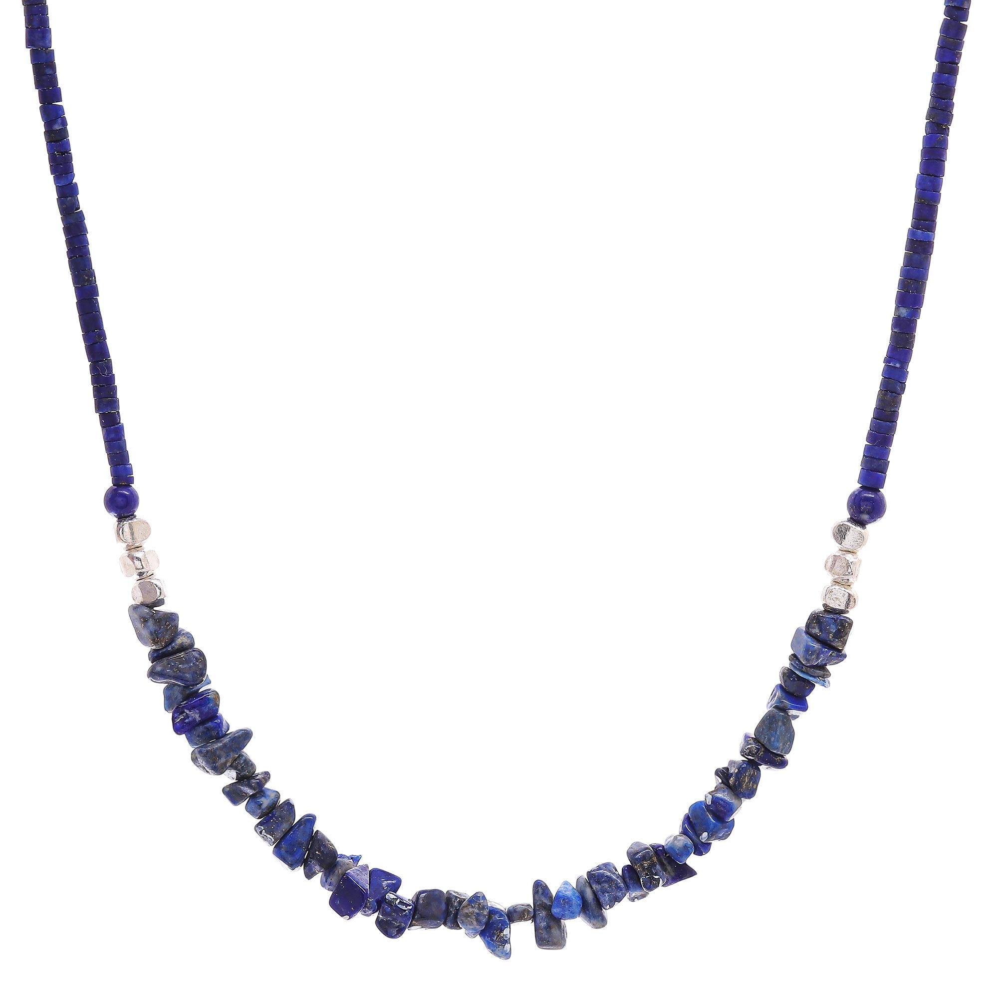 Premium Lapis Lazuli & Karen Silver Beaded Necklace – Nature's Finest Elegance
