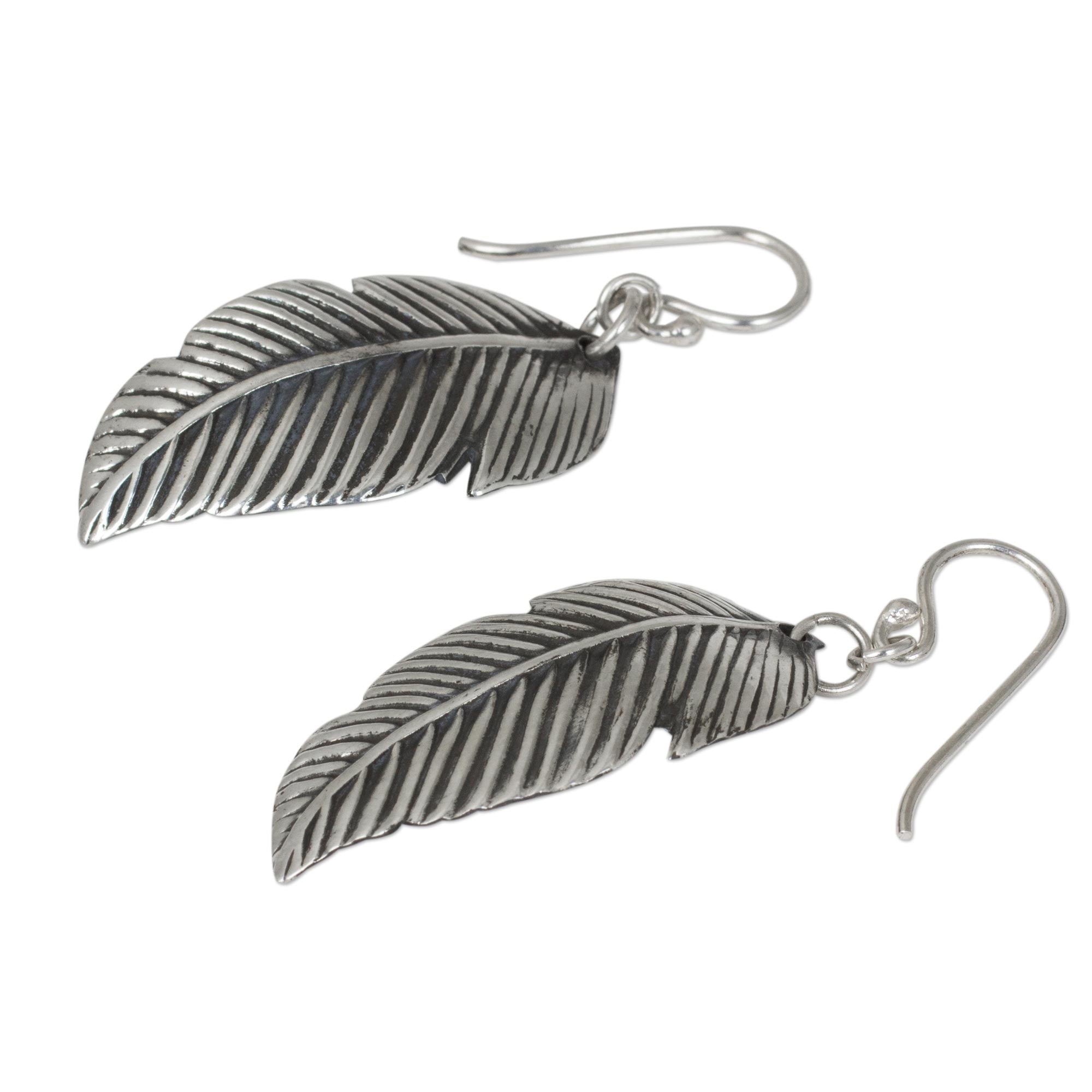 Premium Tropical Leaf Sterling Silver Earrings – Handmade Thai Jewelry