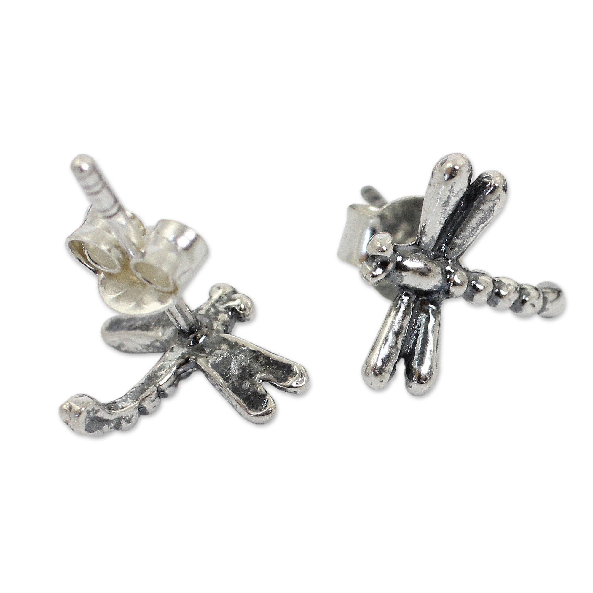 Premium Handcrafted Baby Dragonfly Sterling Silver Stud Earrings