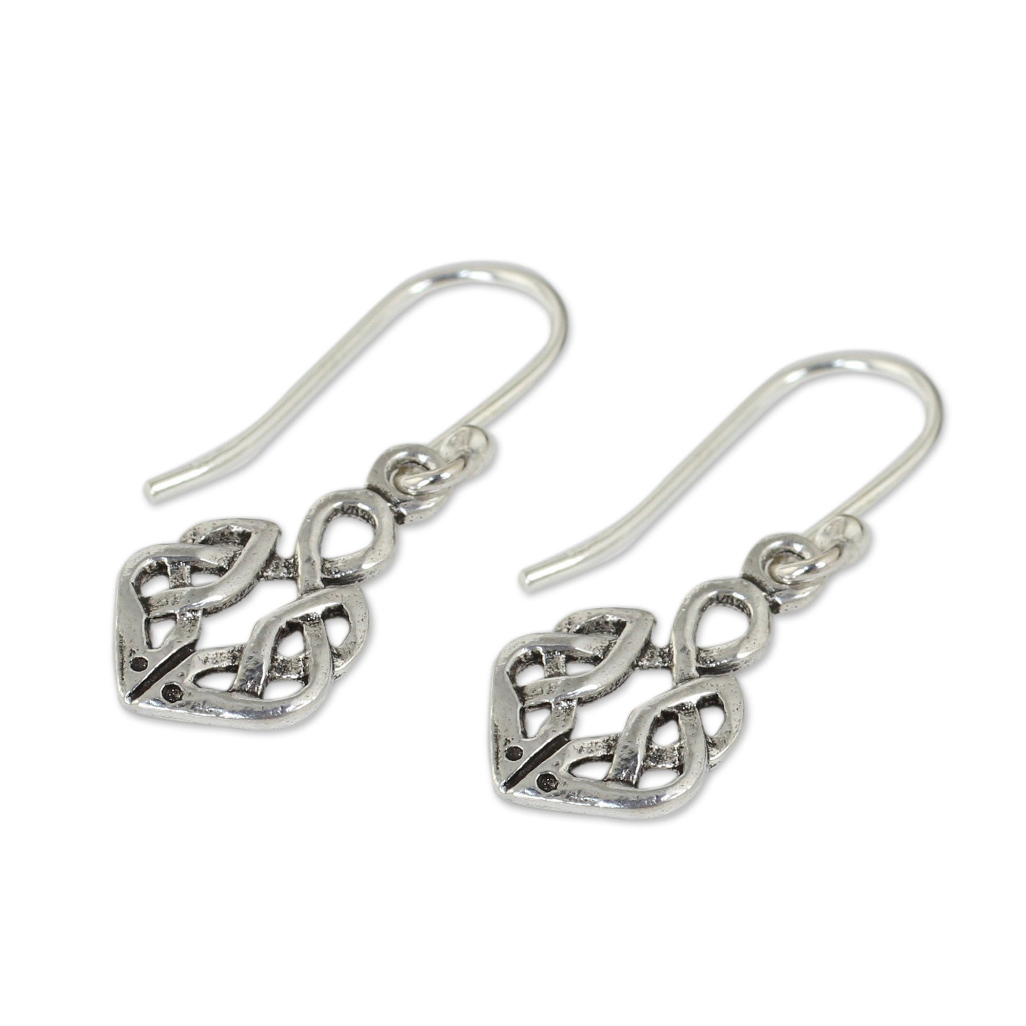 Premium Celtic Dara Knot Silver Dangle Earrings - Handcrafted Elegance