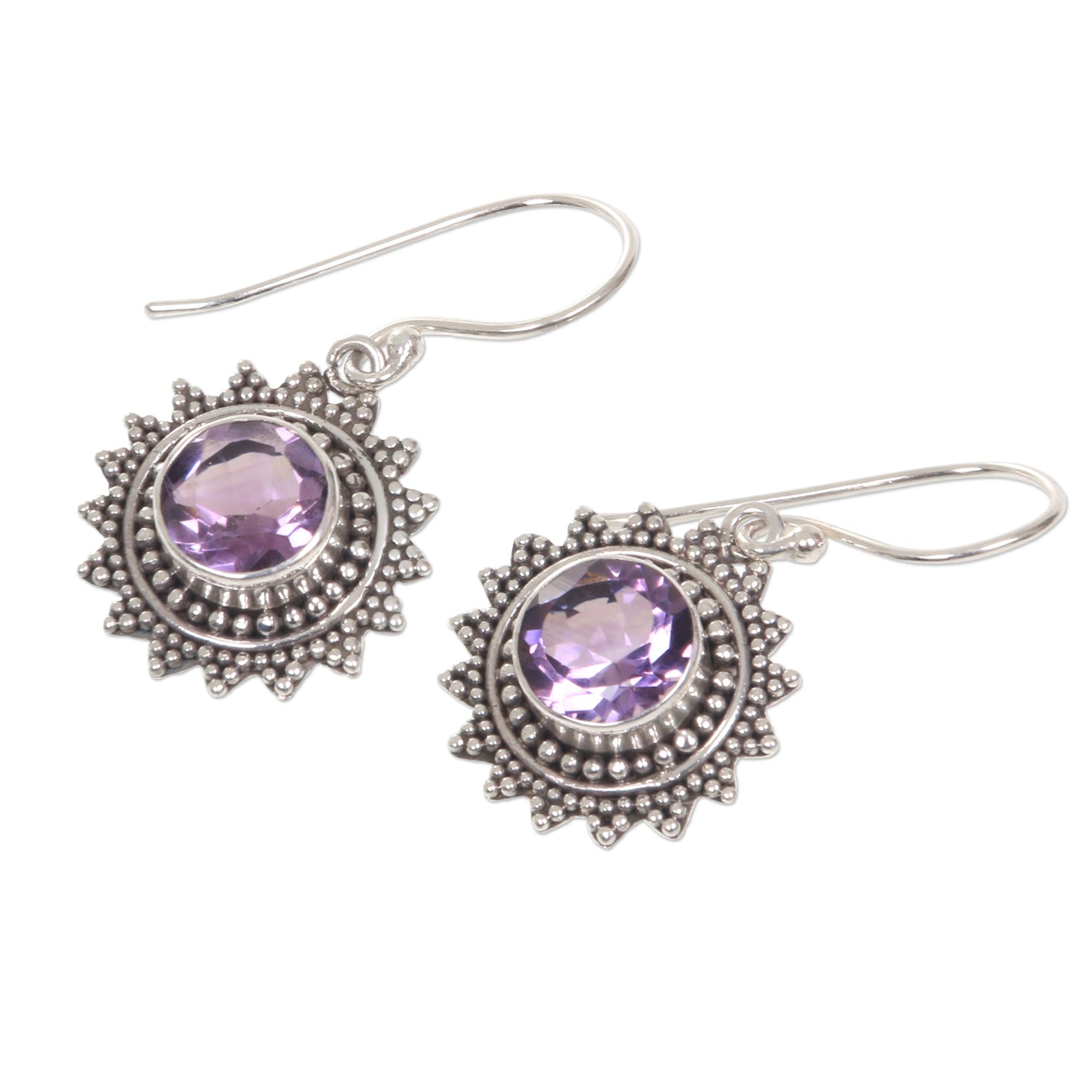 Premium Amethyst Dangle Earrings – Handcrafted Sterling Silver Jewelry