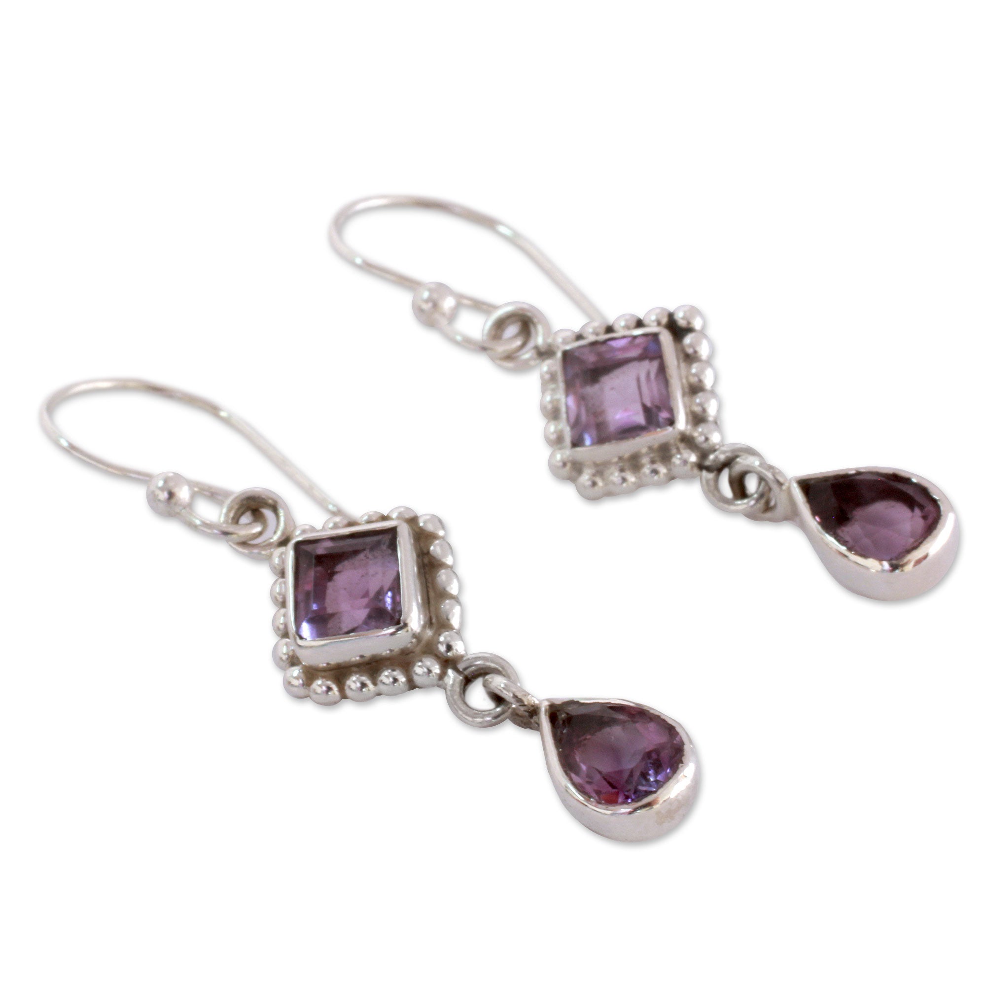 Premium Amethyst Dangle Earrings – Handcrafted Sterling Silver Jewelry