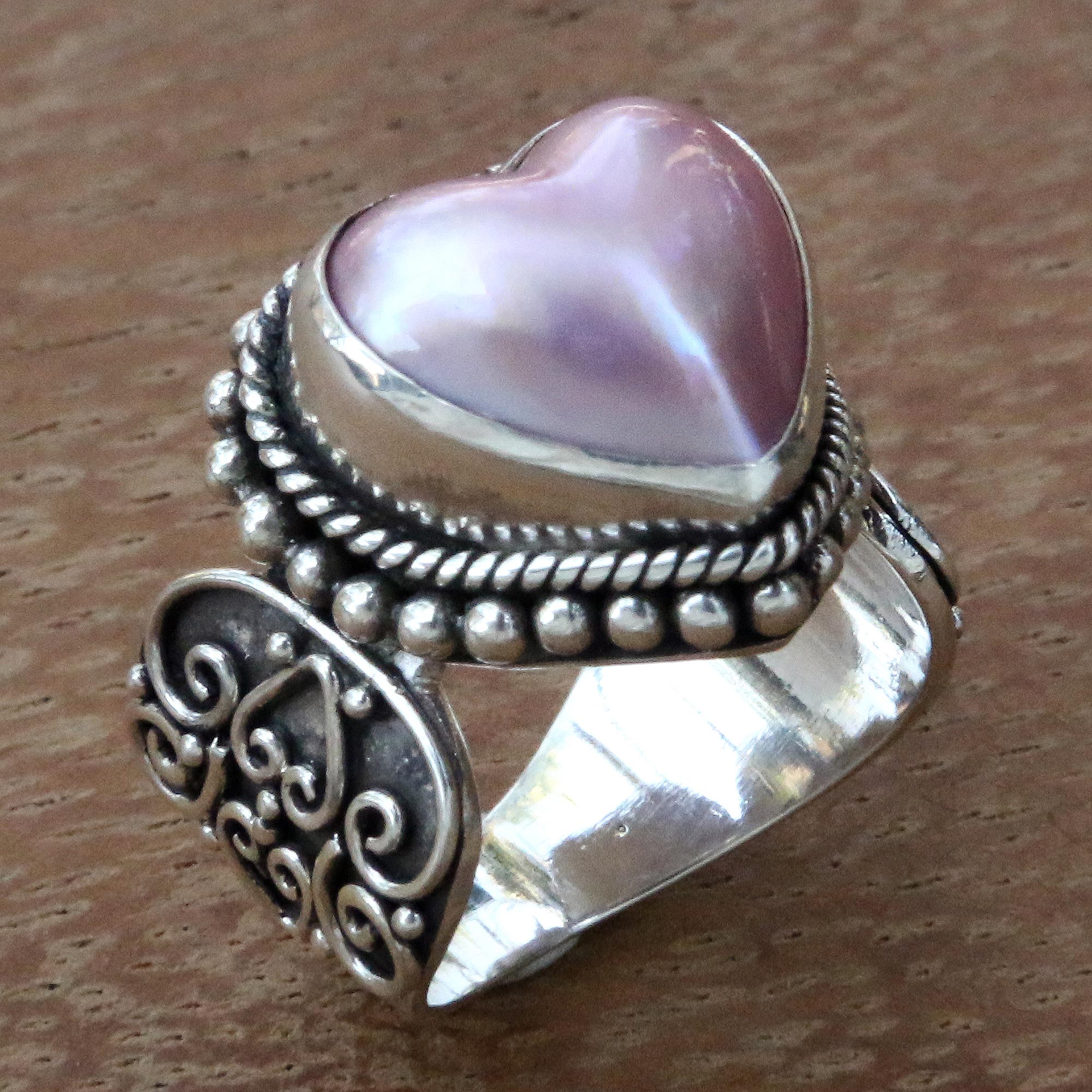 Premium Romantic Heart-Shaped Pink Mabe Pearl Ring - Ultimate Gift for Her