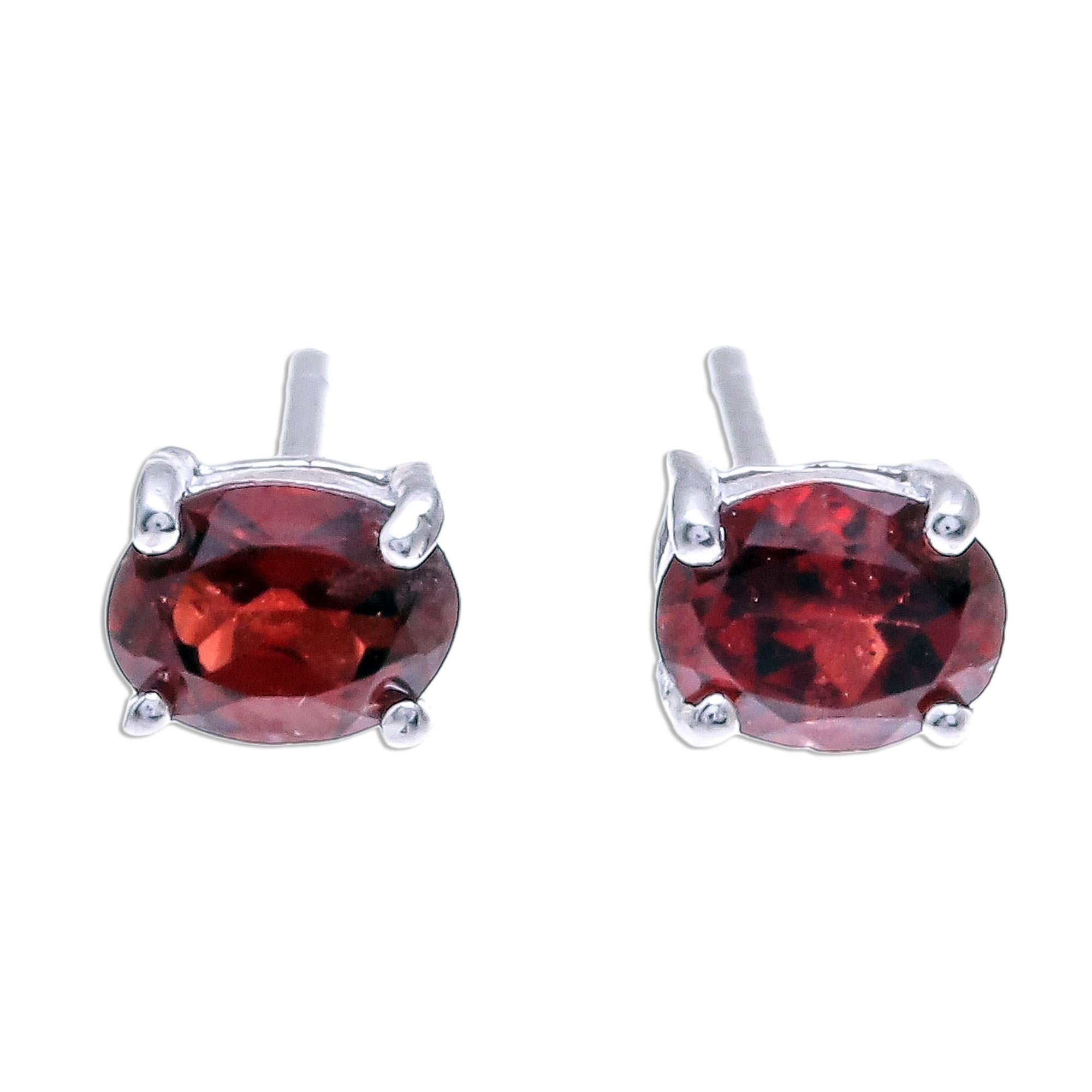 Premium Fiery Marvel Garnet Stud Earrings – Handcrafted in Thailand