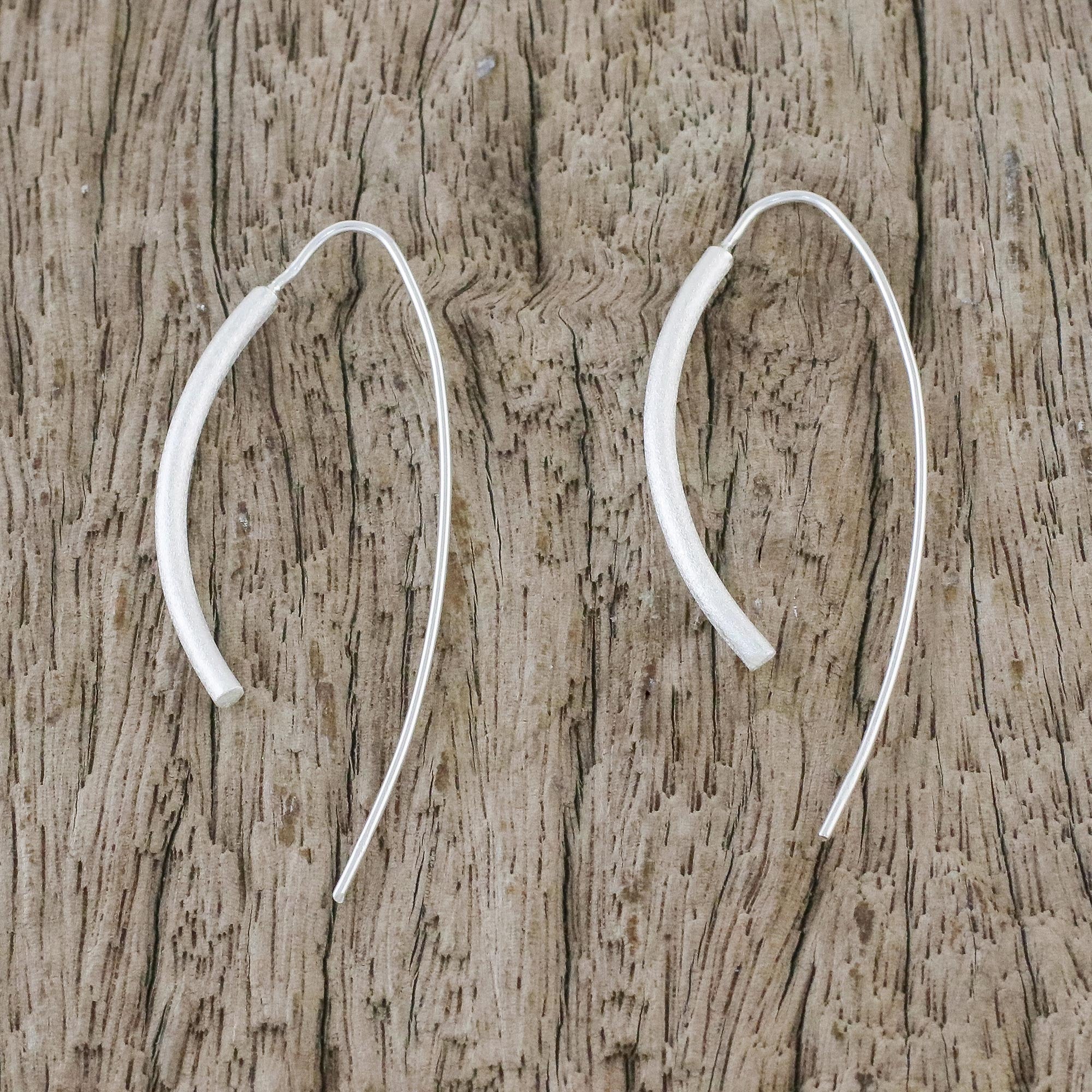 Premium Sterling Silver Cattail Drop Earrings – Handcrafted in Thailand