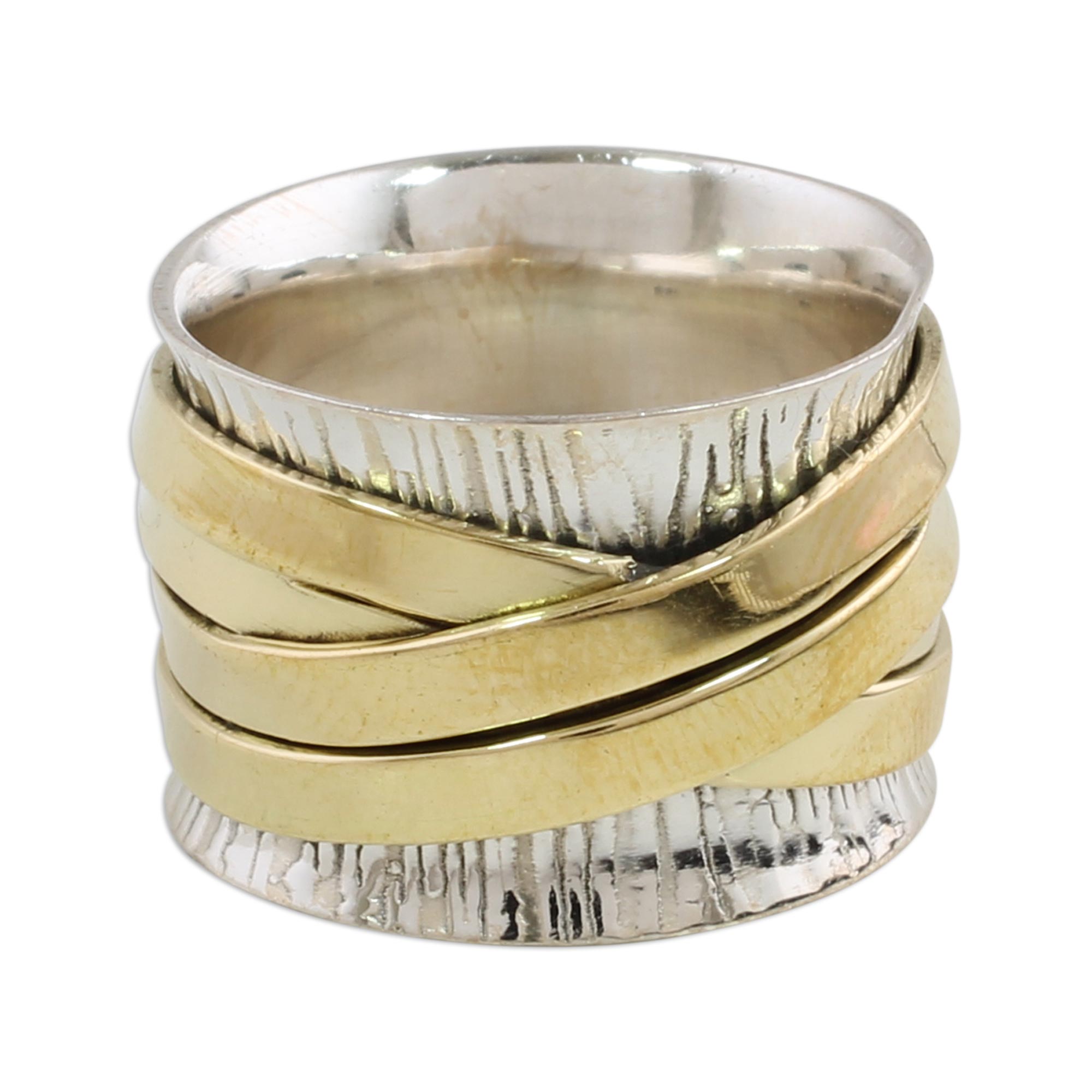 Premium Crisscross Elegance Silver Brass Band Ring