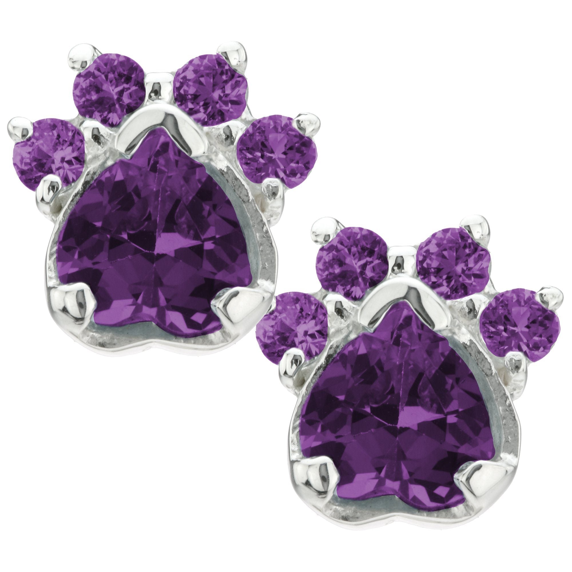 Premium Paw Print Birthstone Earrings | Fair Trade & Hypoallergenic