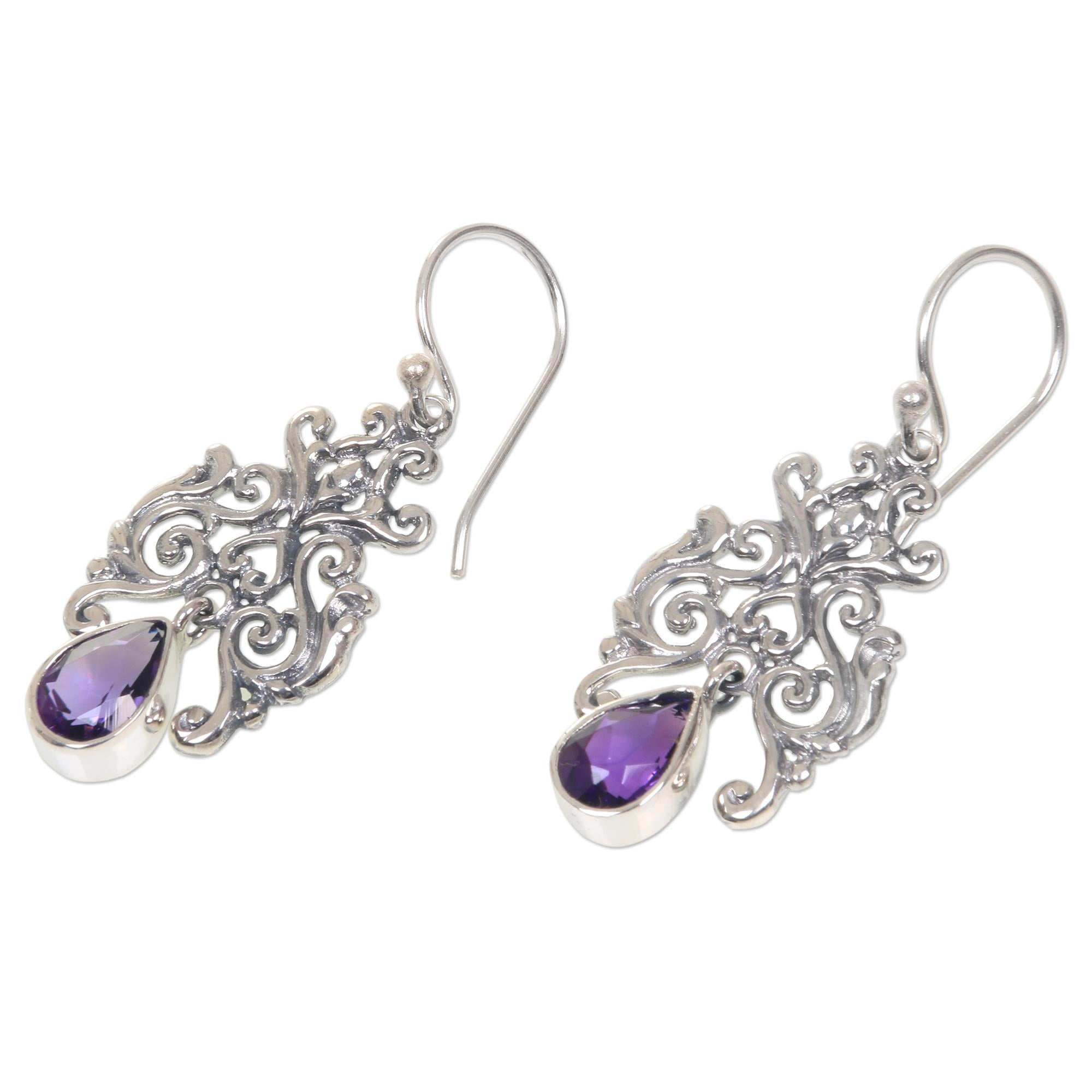 Premium Purple Forest Artisan Amethyst Dangle Earrings – Sterling Silver Elegance