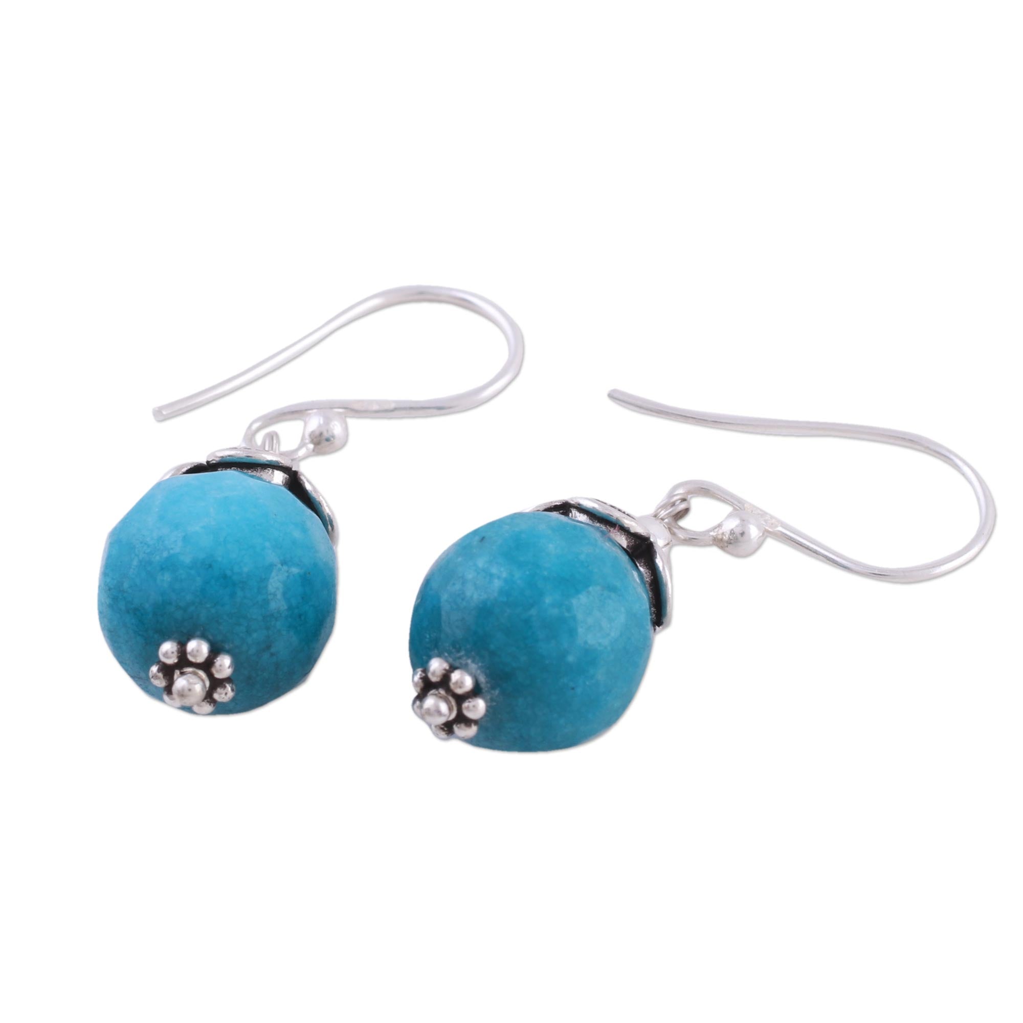 Premium Turquoise Blue Aventurine Sterling Silver Dangle Earrings