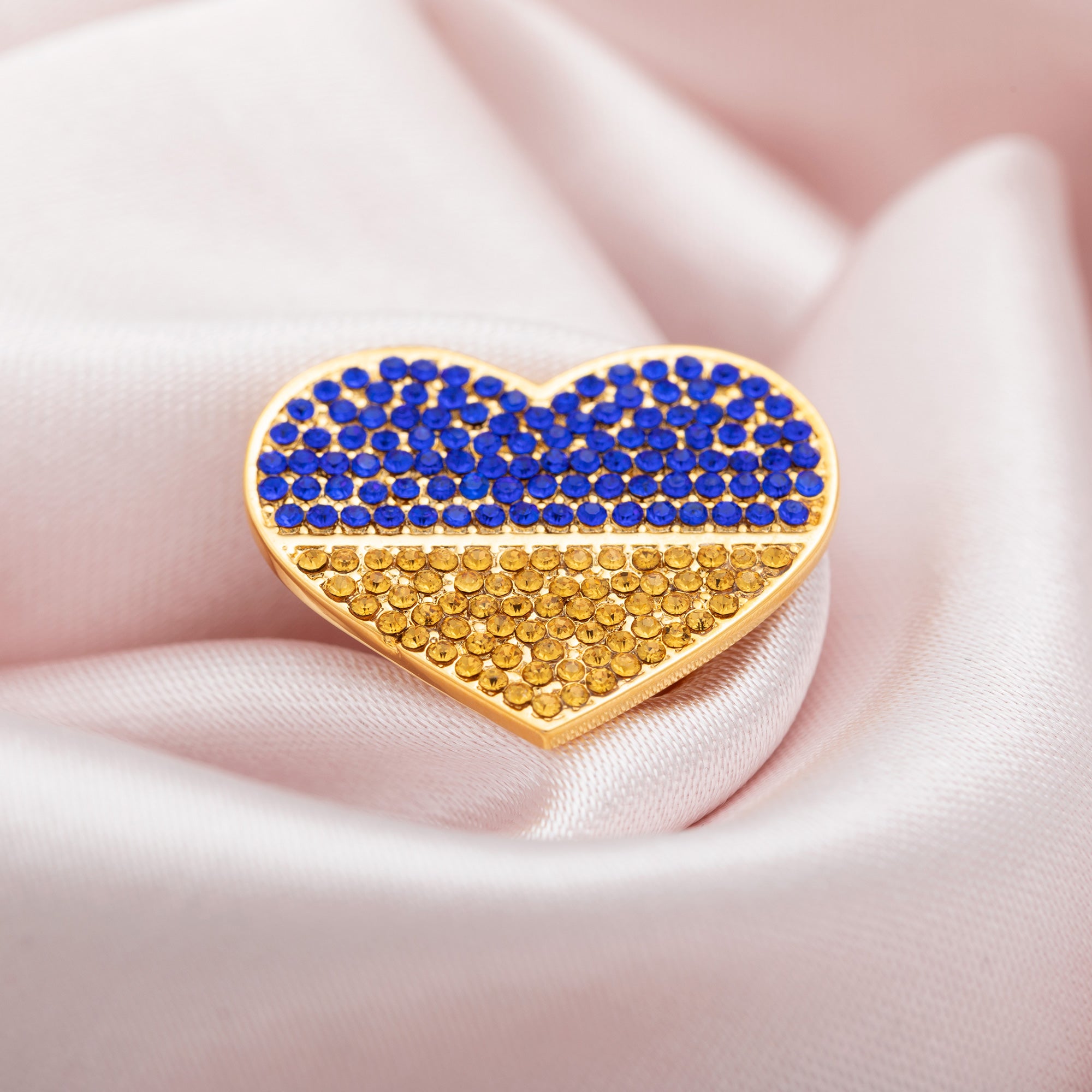 Premium Solidarity Heart Pin - Stand With Ukraine