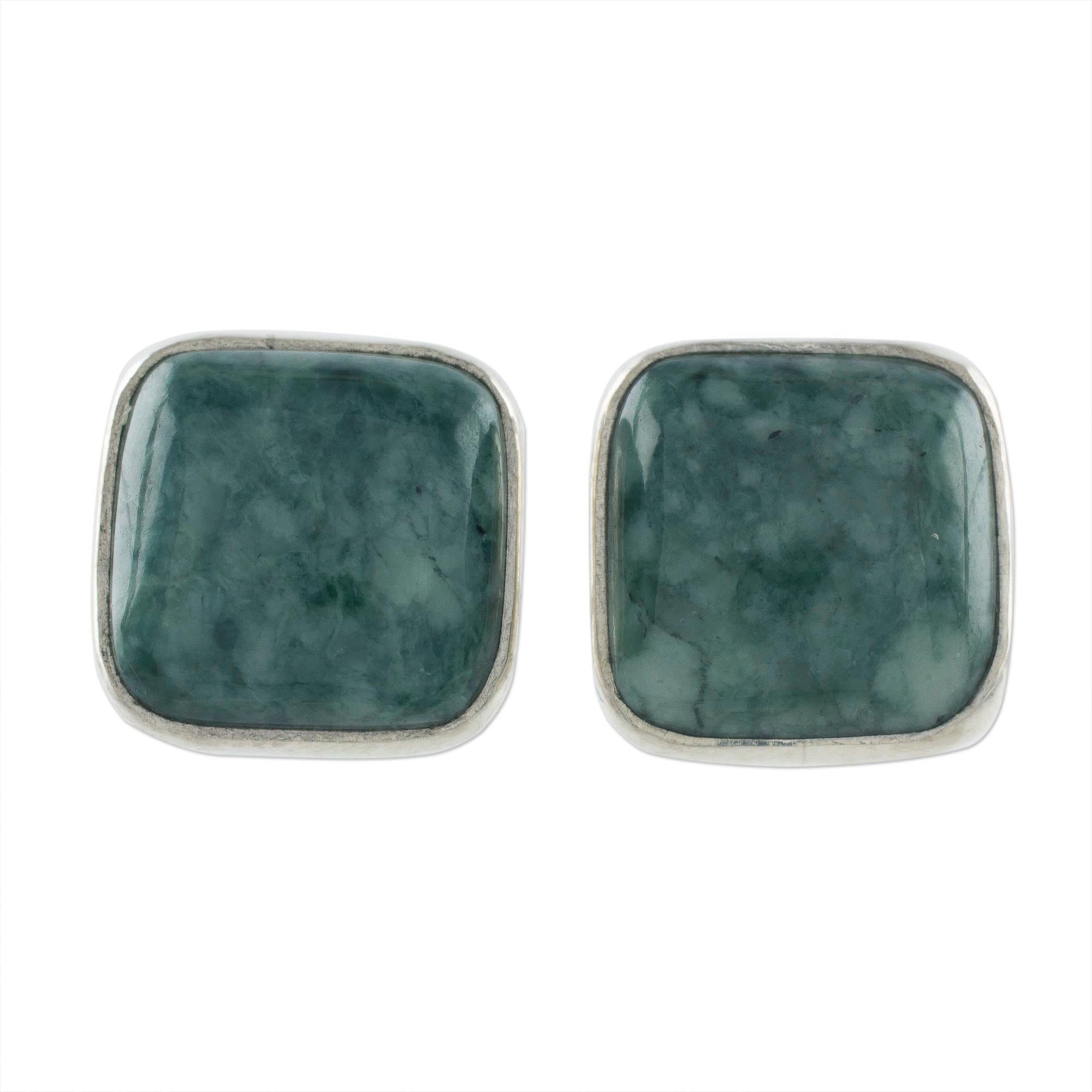 Premium Life Divine Jade & Silver Earrings – Handcrafted Elegance