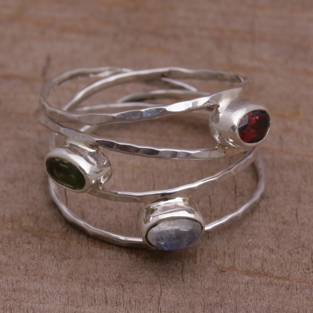 Premium Multigemstone Sterling Silver Ring – Handcrafted in Bali