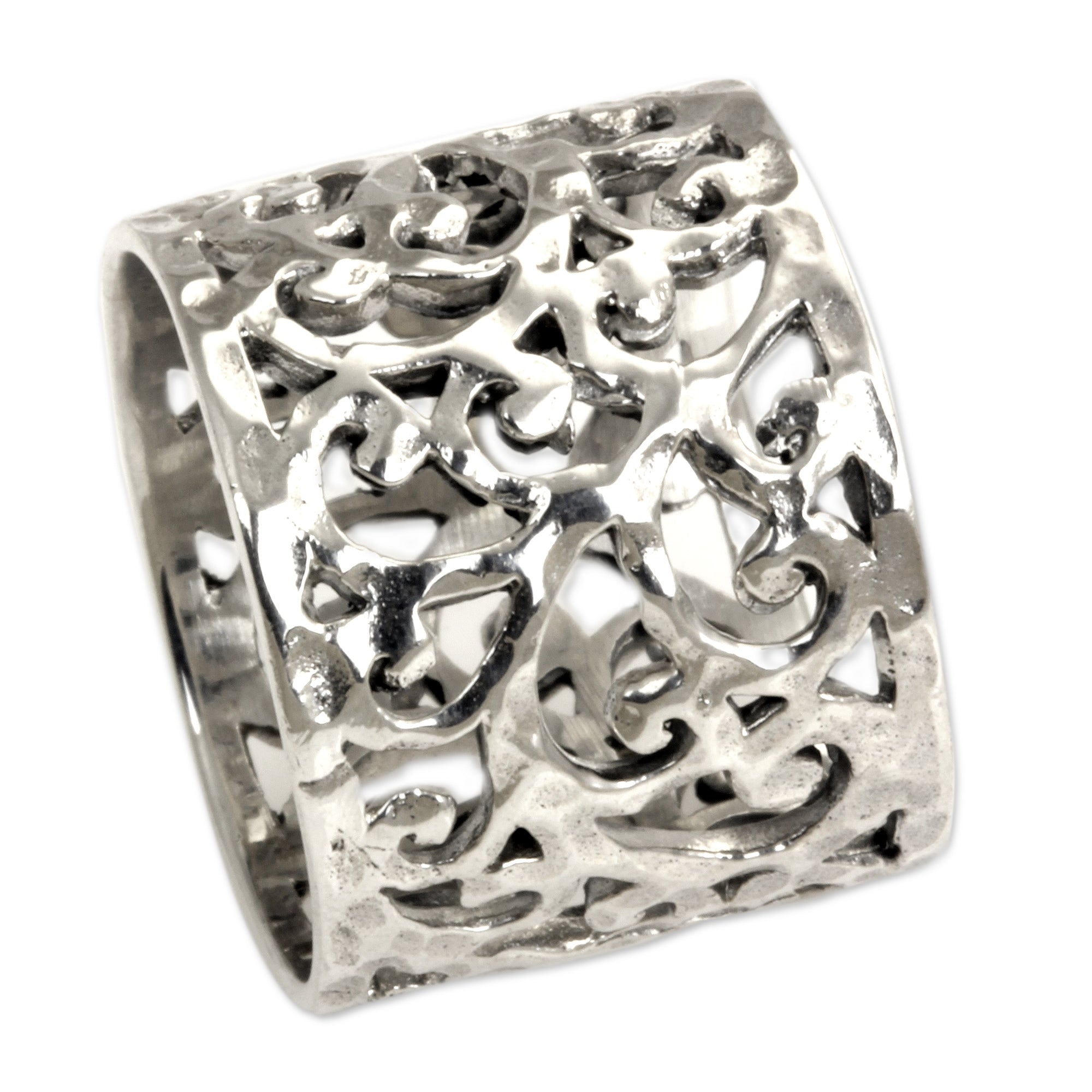 Premium Bali Silver Floral Band Ring - Handcrafted Elegance