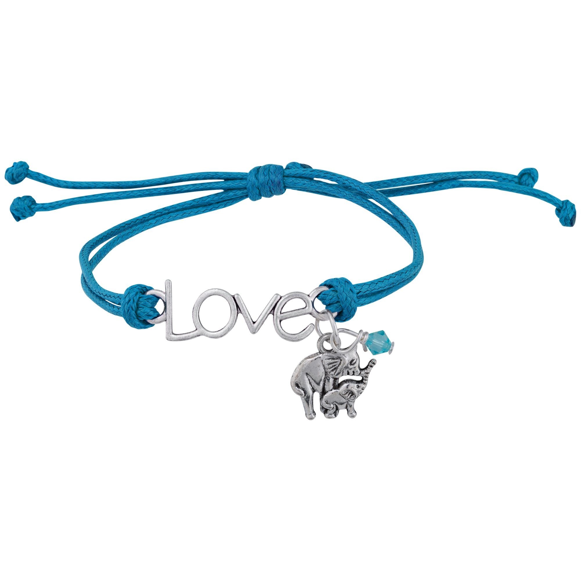 Premium Love Elephants Adjustable Cord Bracelet - Handmade in Haiti