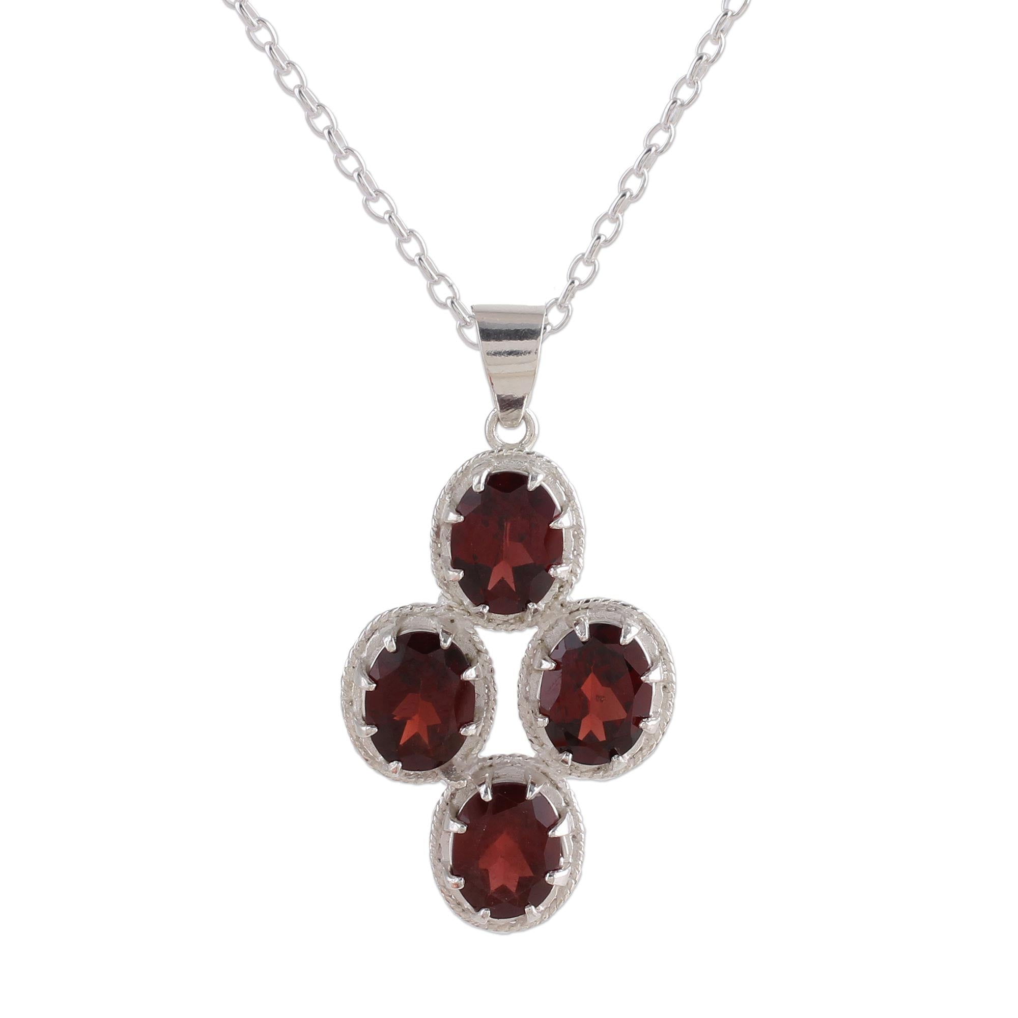 Premium Morning Crimson Garnet Necklace - Handcrafted Sterling Silver Jewelry