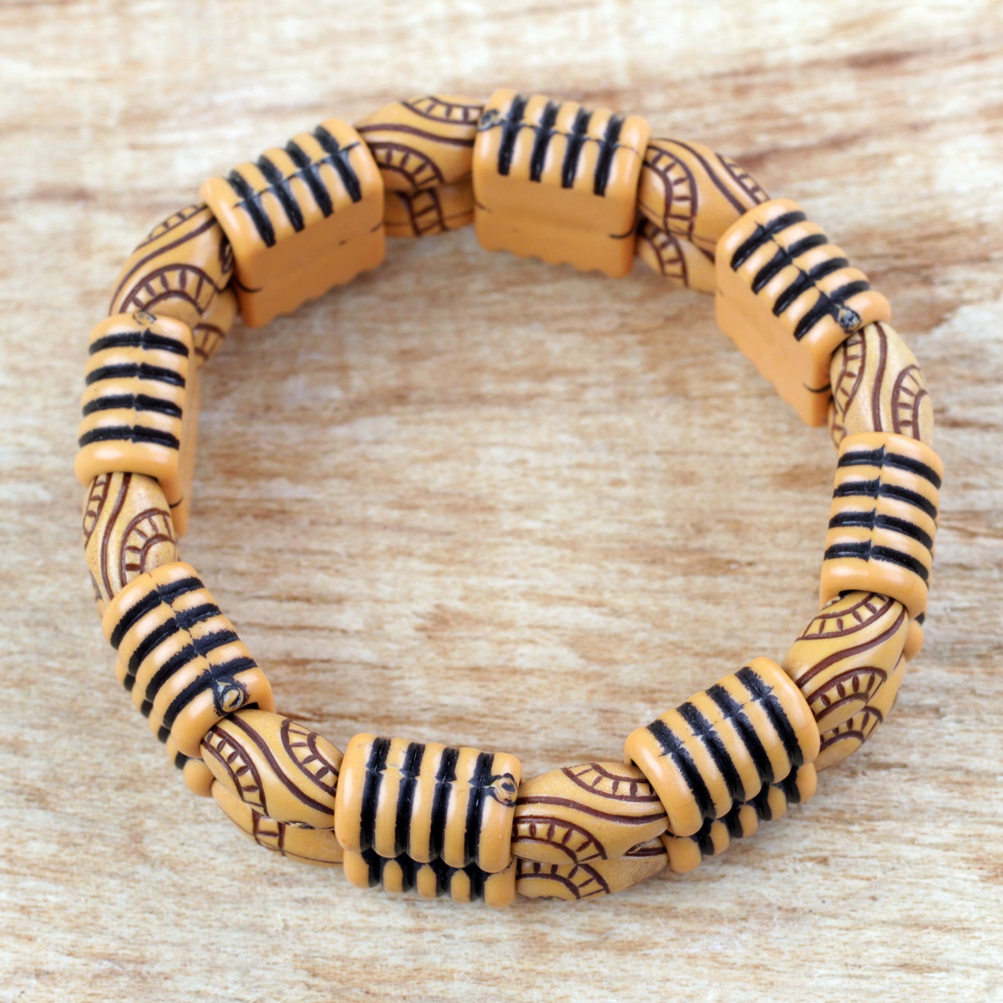 Premium Recycled Plastic Beaded Boho Bracelet - Sensational Stripes Design