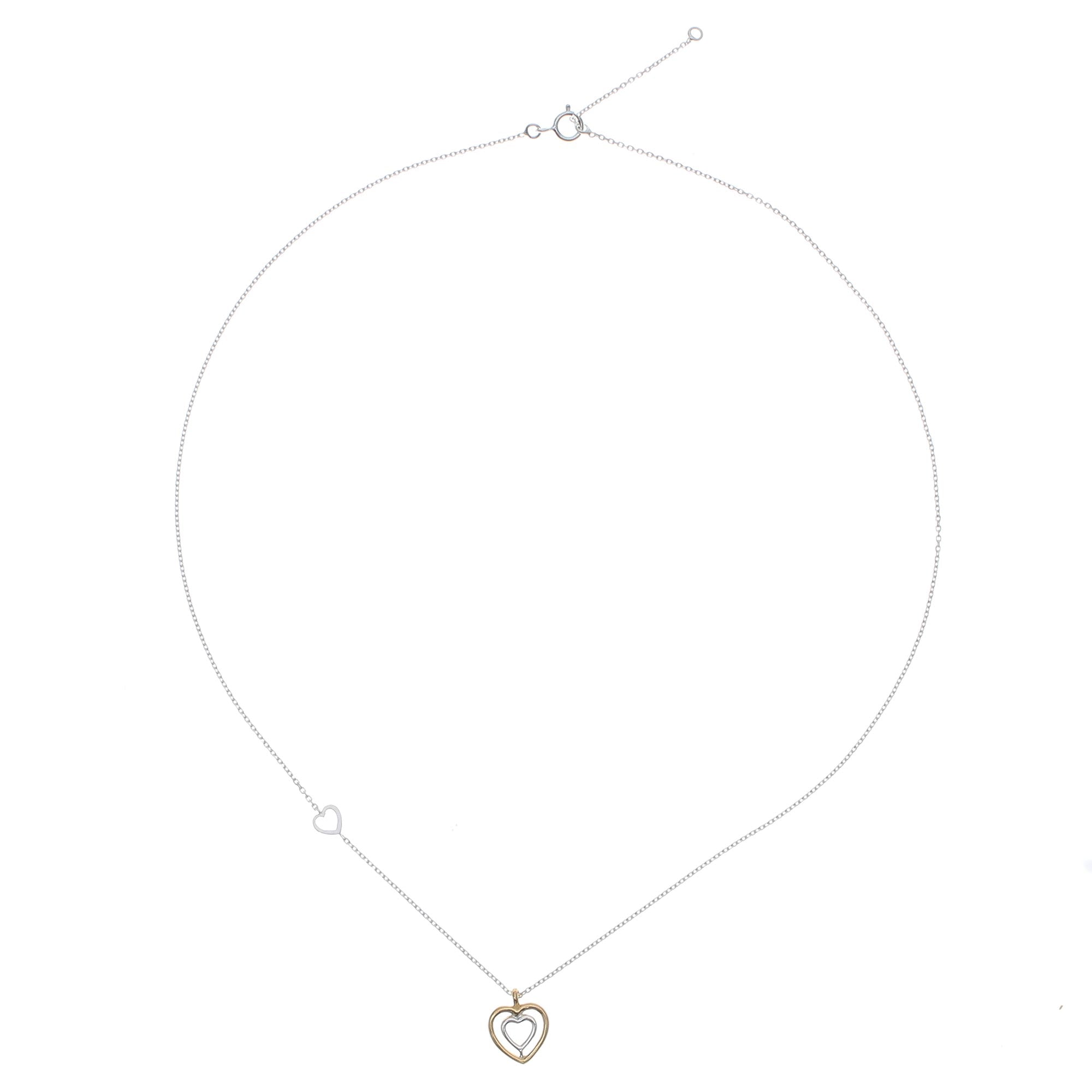 Premium Heart-Shaped Gold Accented Sterling Silver Pendant Necklace