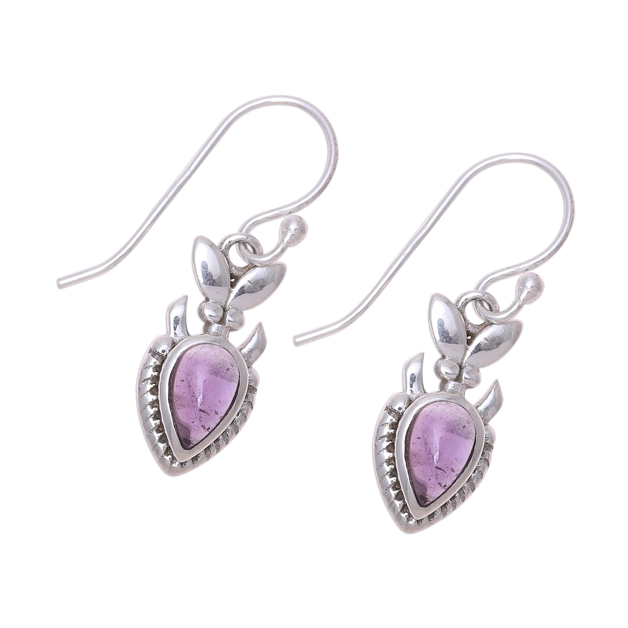 Premium Teardrop Amethyst Dangle Earrings in Sterling Silver