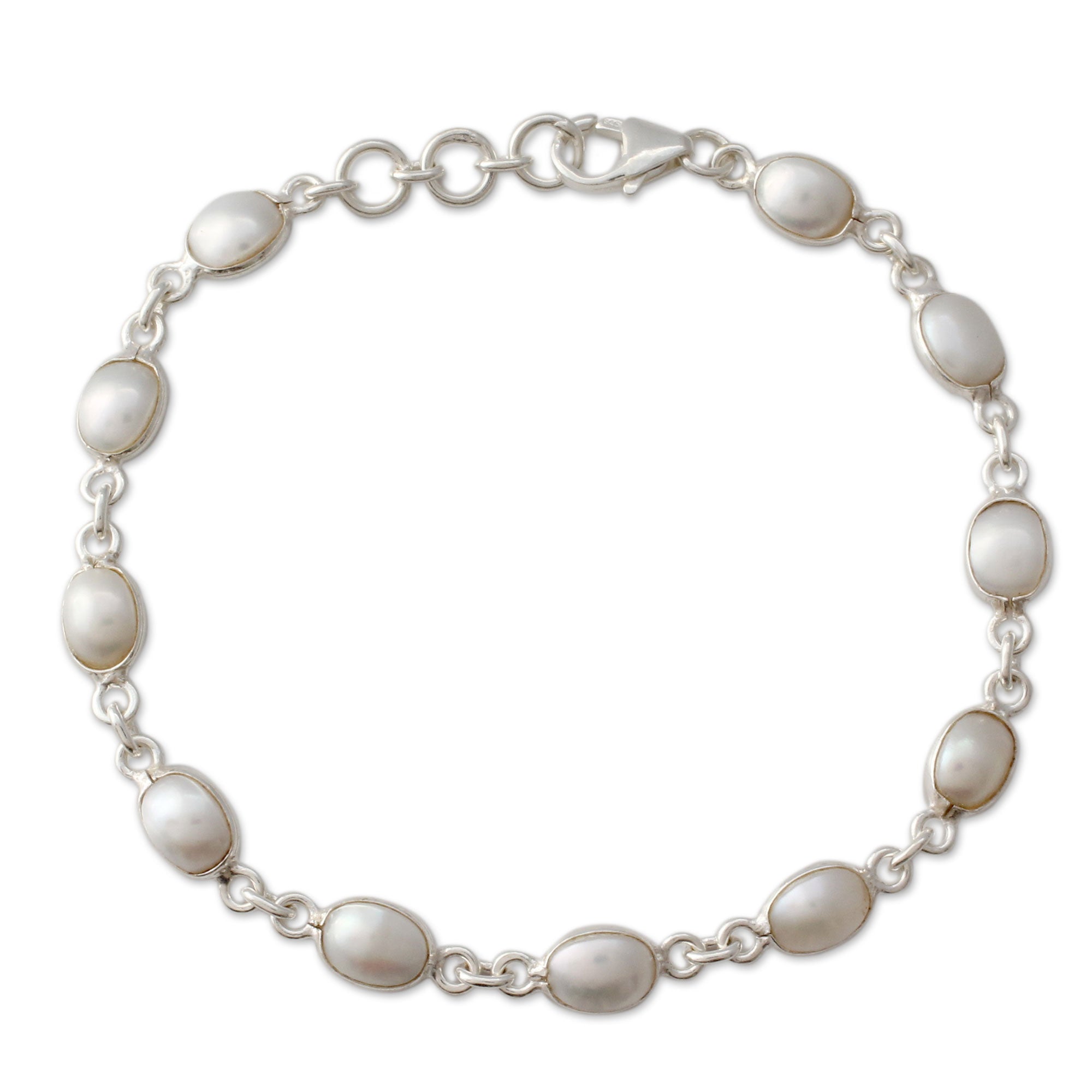 Premium Romantic Aura Pearl & Silver Bracelet - Handcrafted Elegance