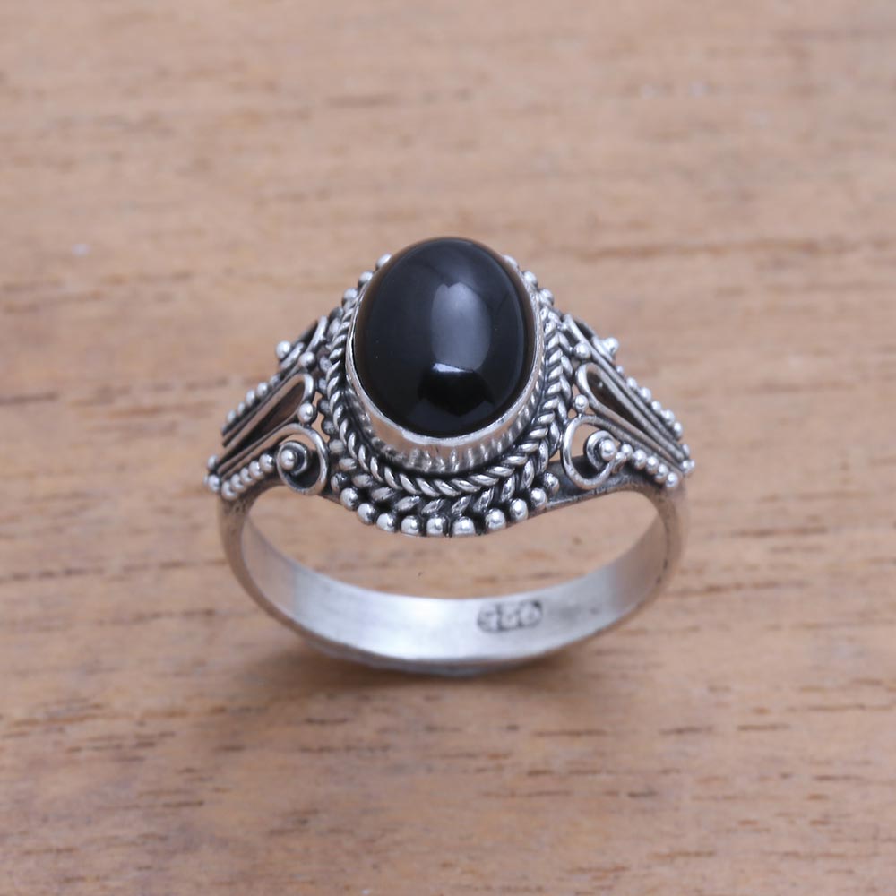 Premium Handcrafted Onyx Silver Ring – Bali Artisan Jewelry