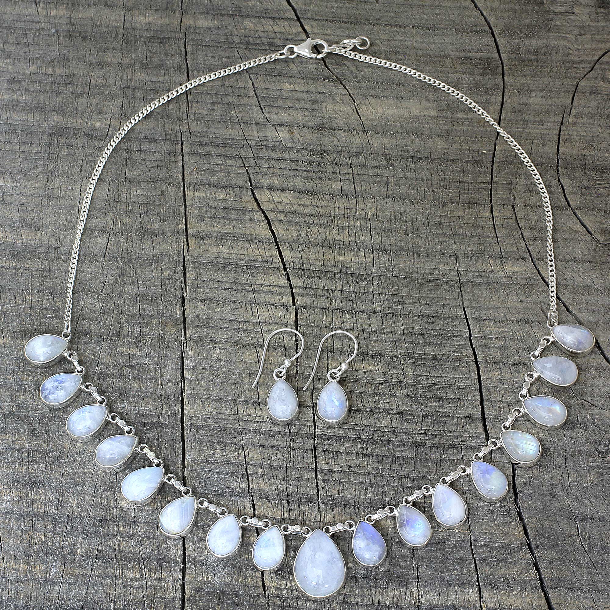 Premium Morning Glow Moonstone & Silver Jewelry Set