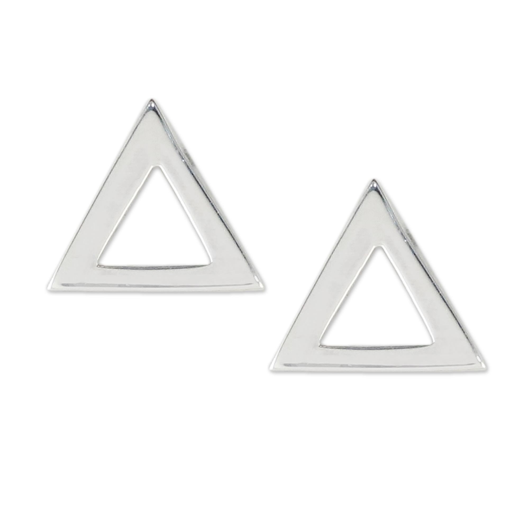 Premium Silver Triangle Stud Earrings - Handcrafted Sterling Silver Geometric Jewelry