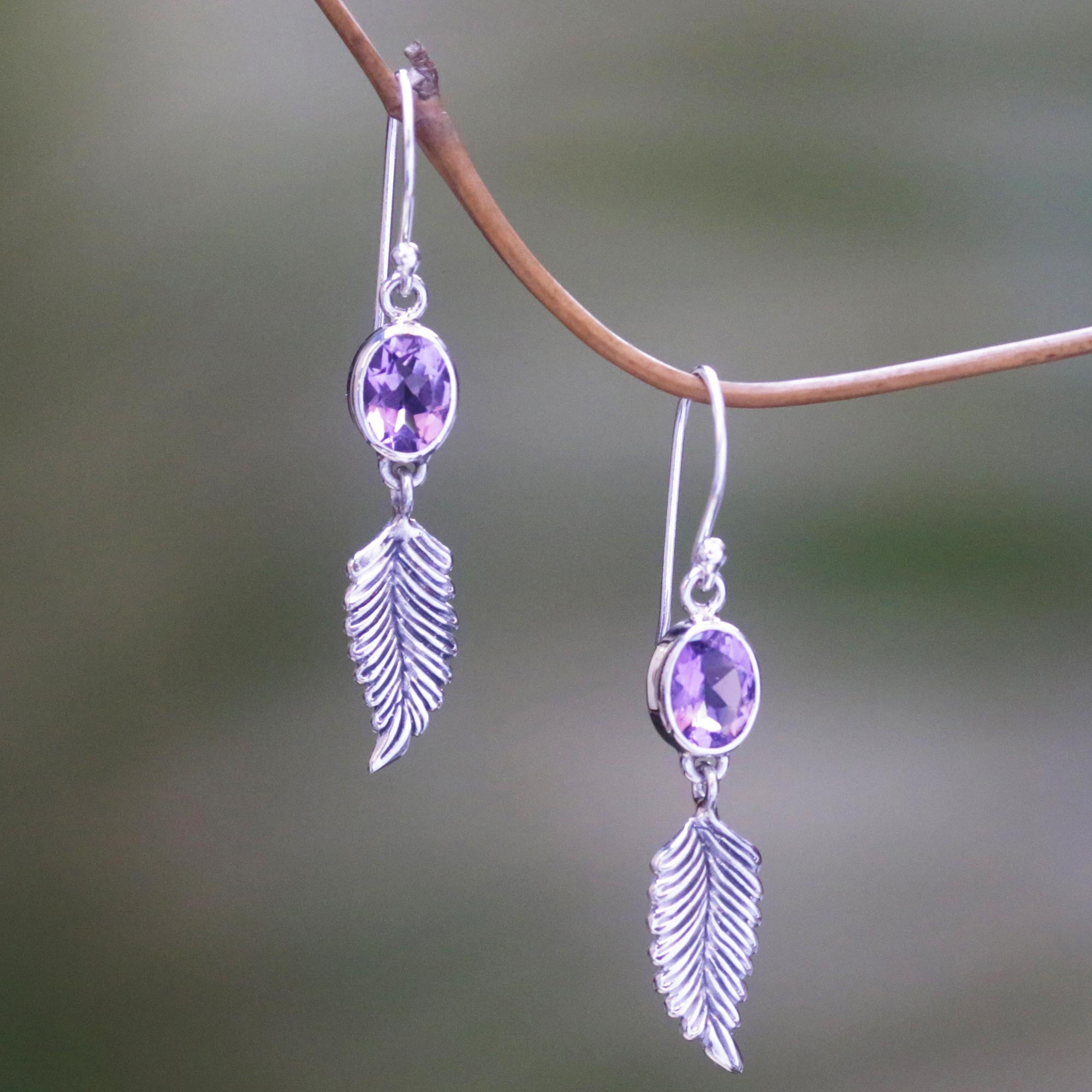 Premium Handcrafted Amethyst Dangle Earrings in Sterling Silver