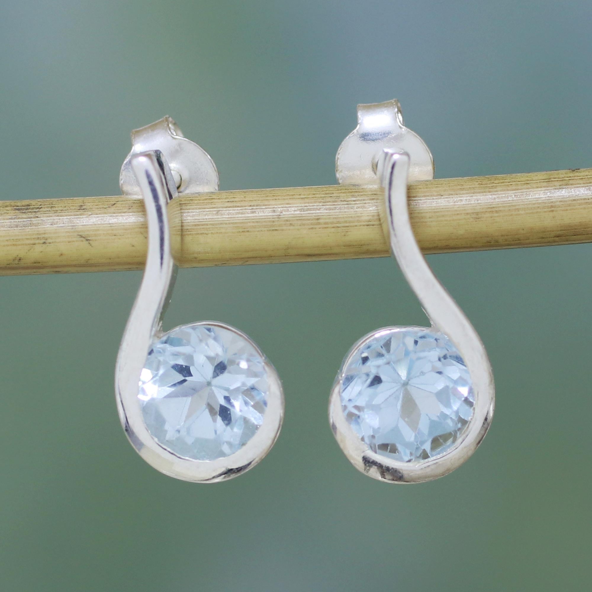 Premium Sky Droplet Blue Topaz Earrings in Sterling Silver – Modern Elegance