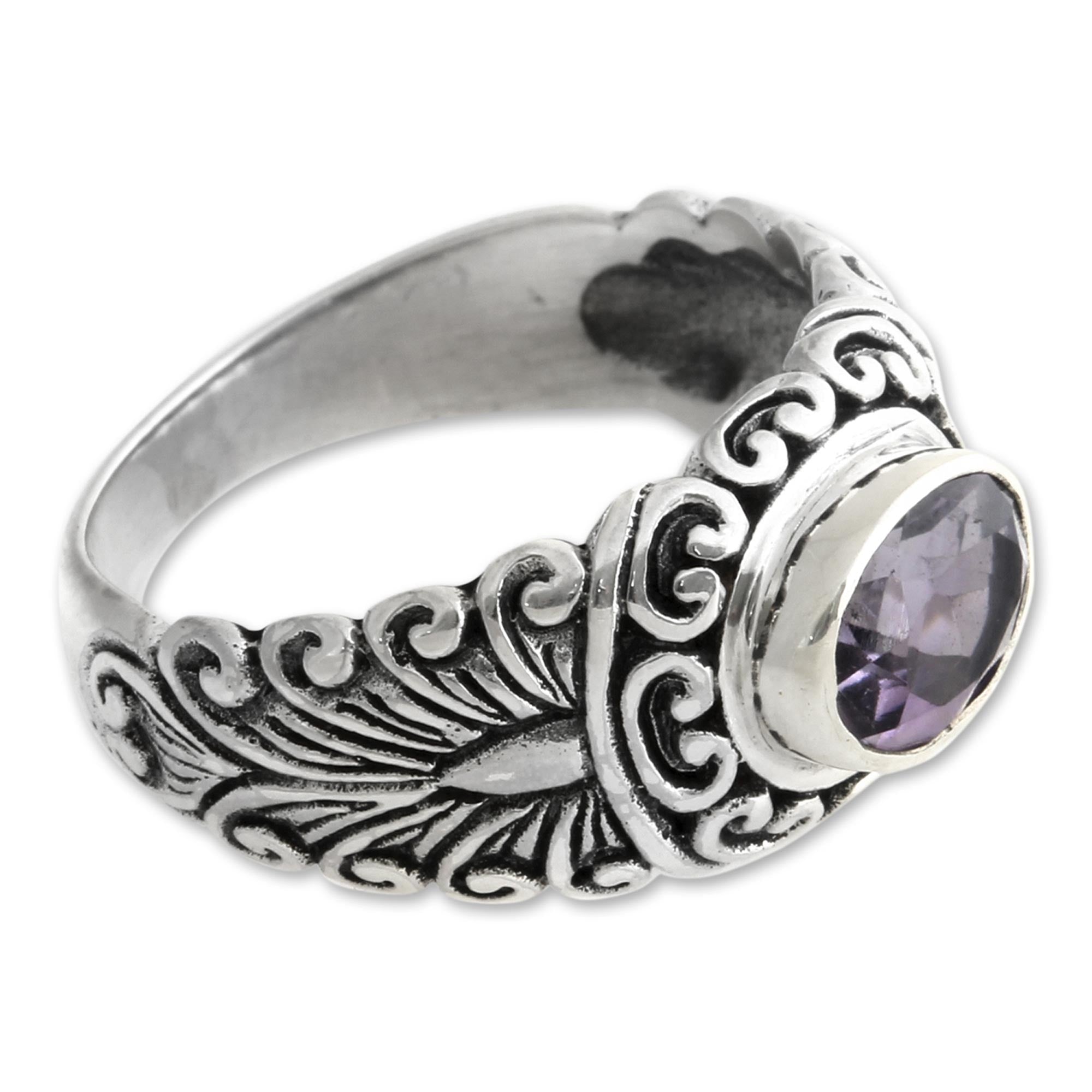 Premium Amethyst Solitaire Ring - Sumatra Splendor Collection