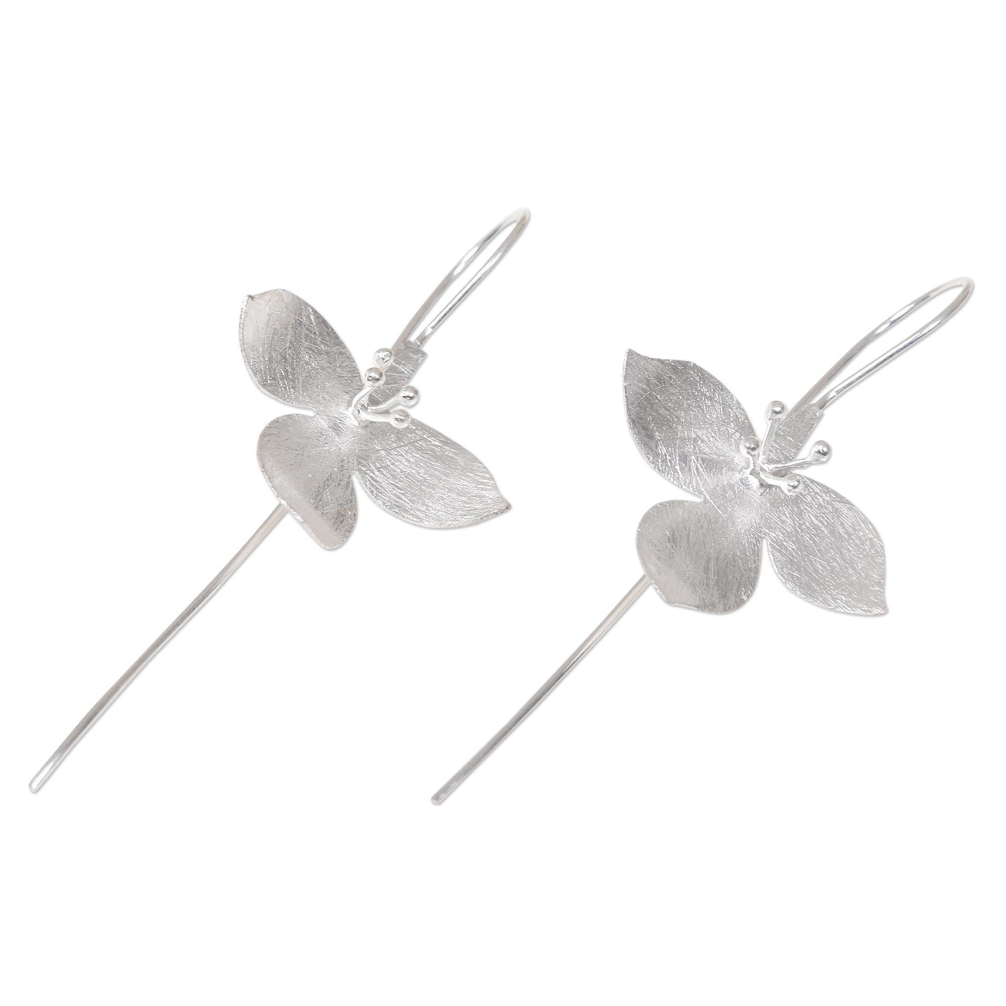 Premium Silver Tri Flower Earrings - Handcrafted Elegance